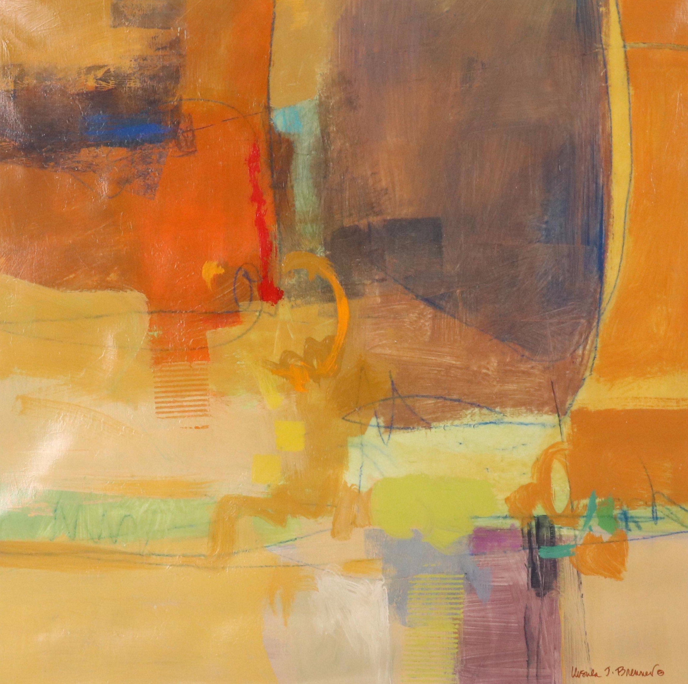 Ursula J. Brenner Abstract Mixed Media Painting, 21st Century