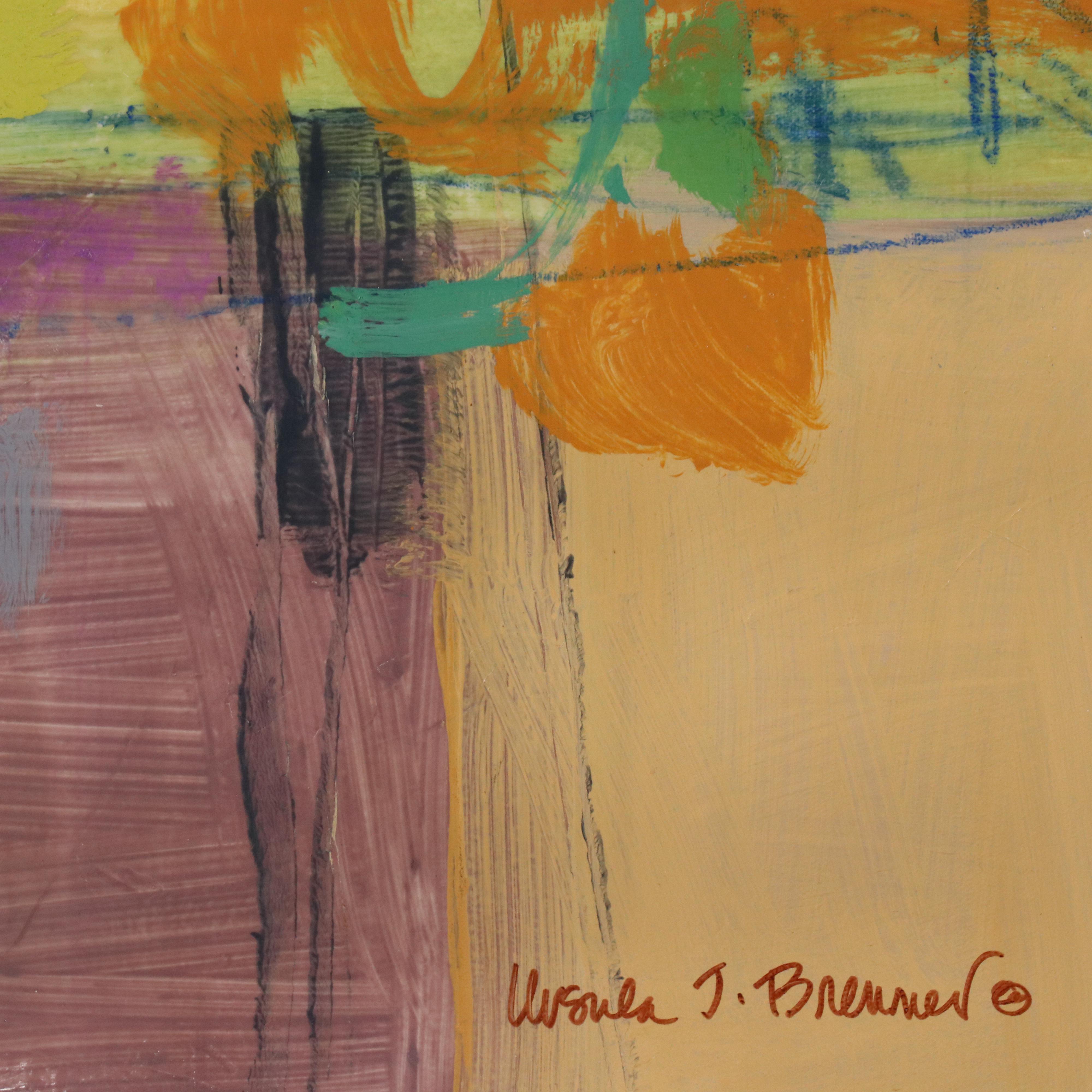 Ursula J. Brenner Abstract Mixed Media Painting, 21st Century