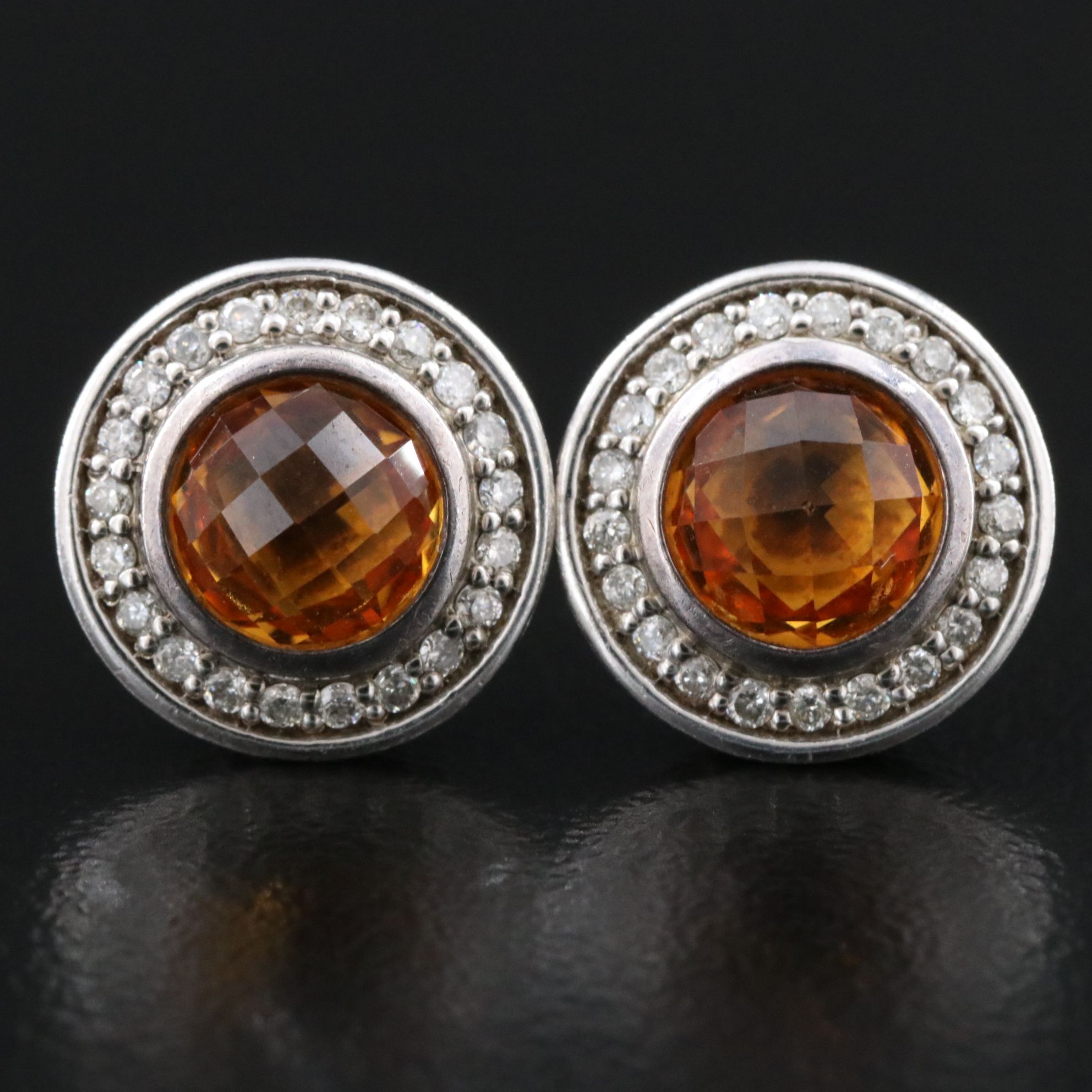 David Yurman Cerise Sterling Citrine and Diamond Earrings
