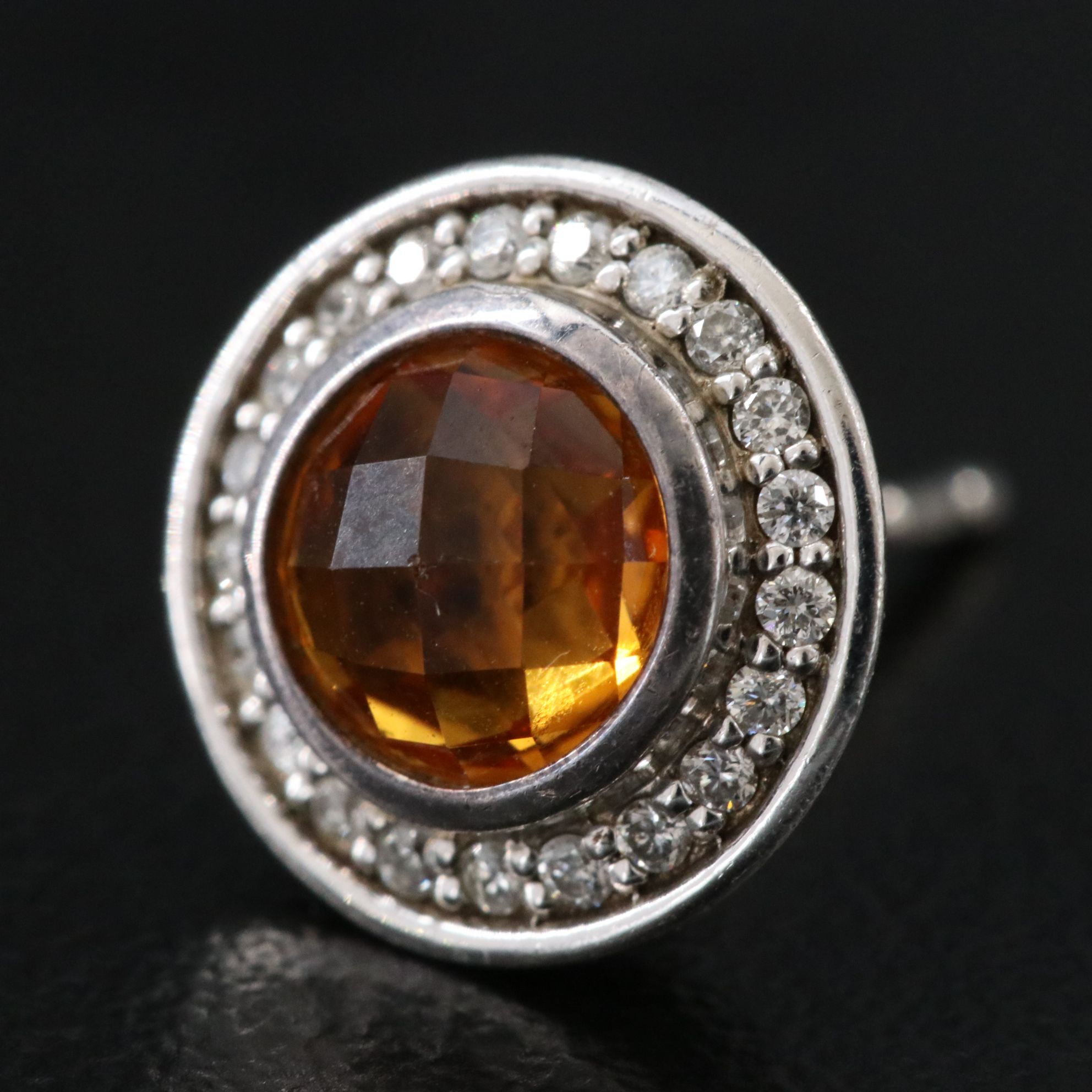 David Yurman Cerise Sterling Citrine and Diamond Earrings