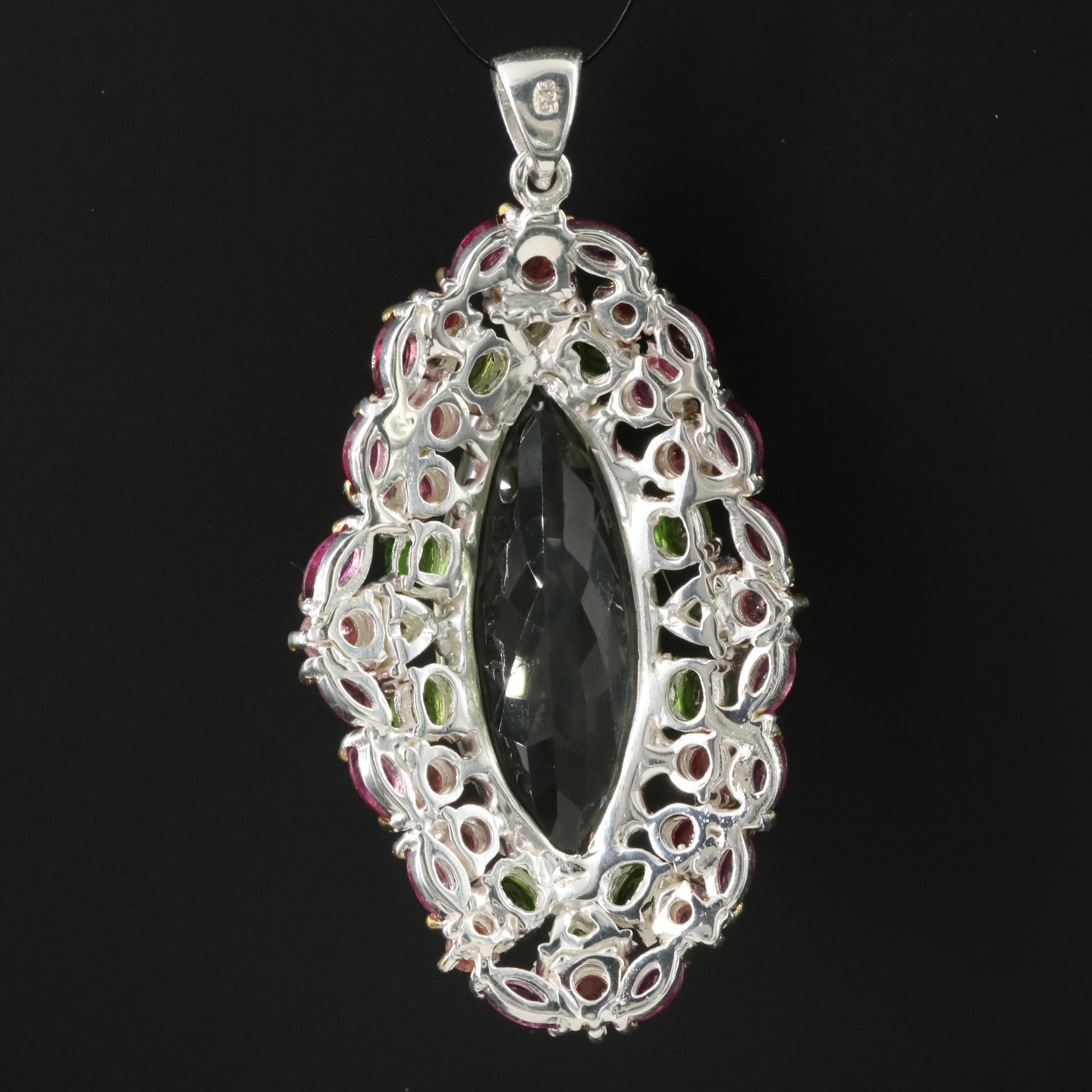 Sterling Prasiolite and Gemstone Pendant