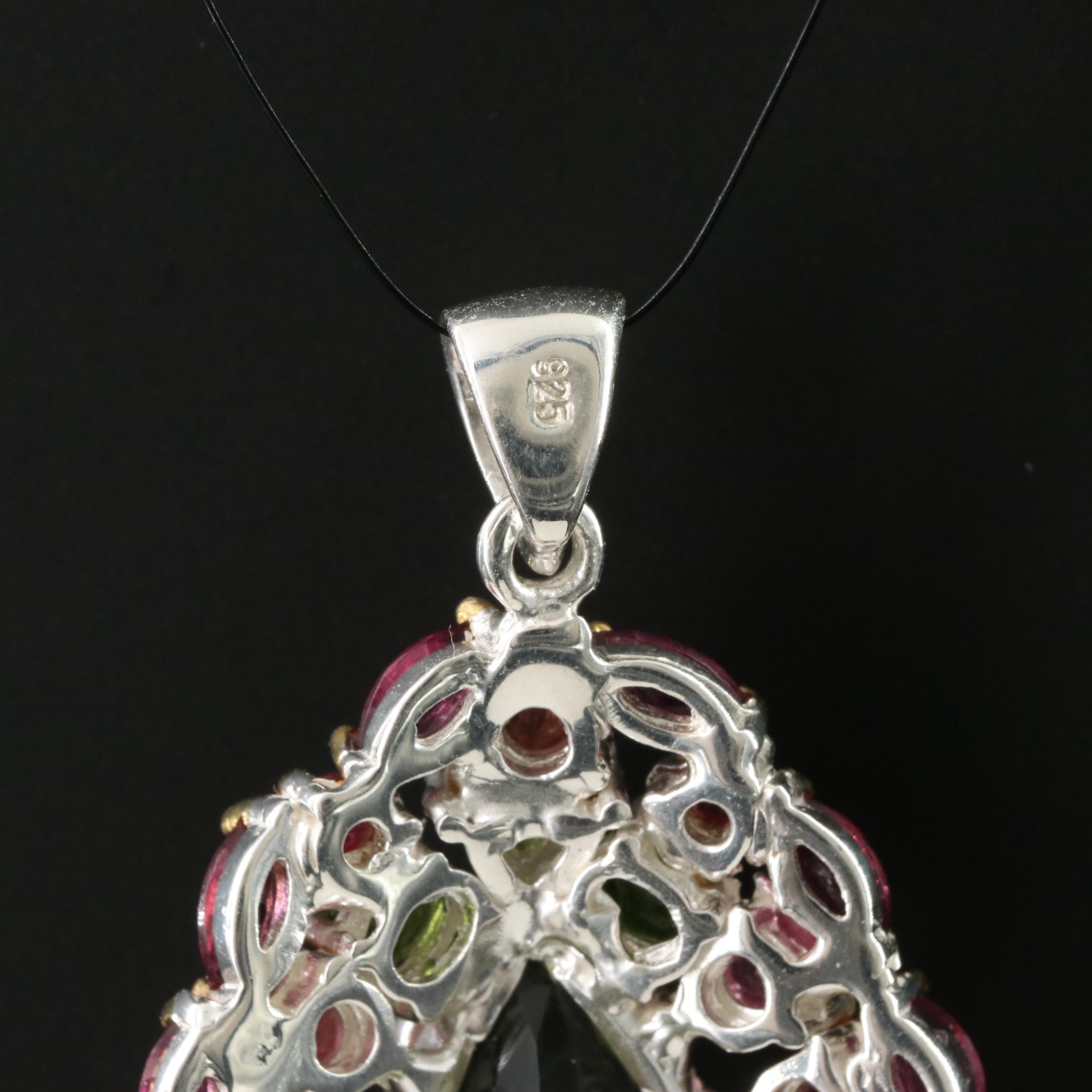 Sterling Prasiolite and Gemstone Pendant