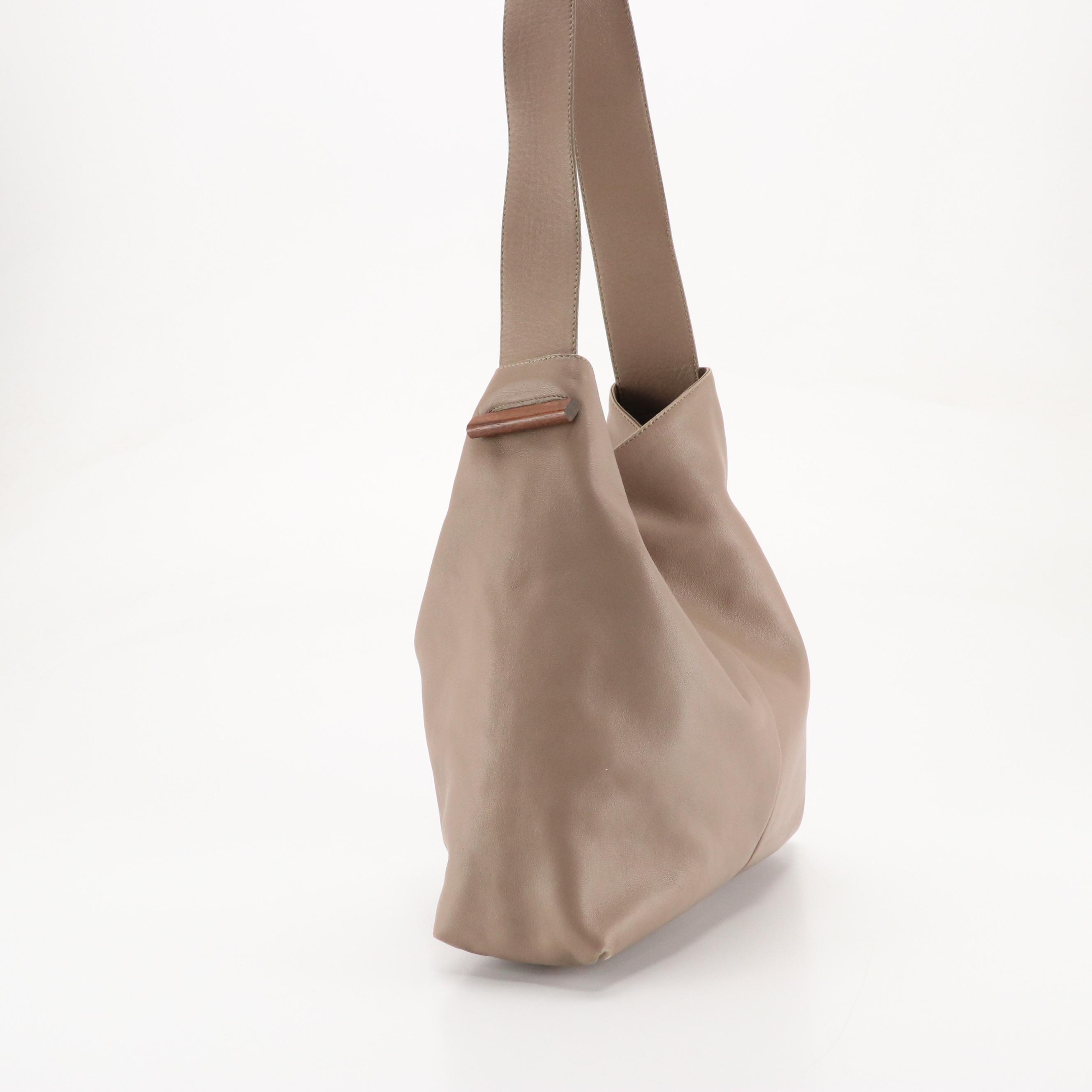 Loewe Shoulder Tote in Taupe Lambskin Leather