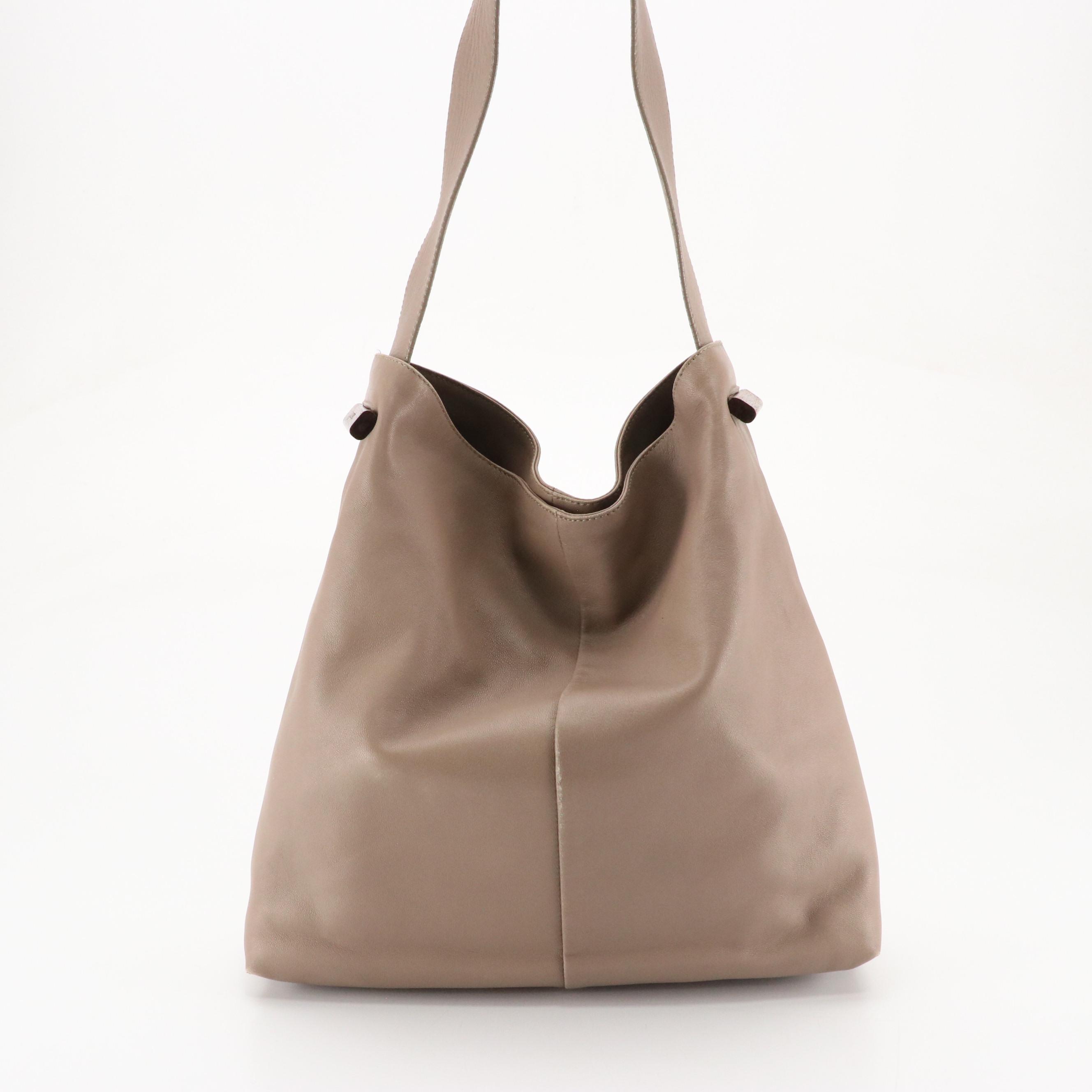 Loewe Shoulder Tote in Taupe Lambskin Leather