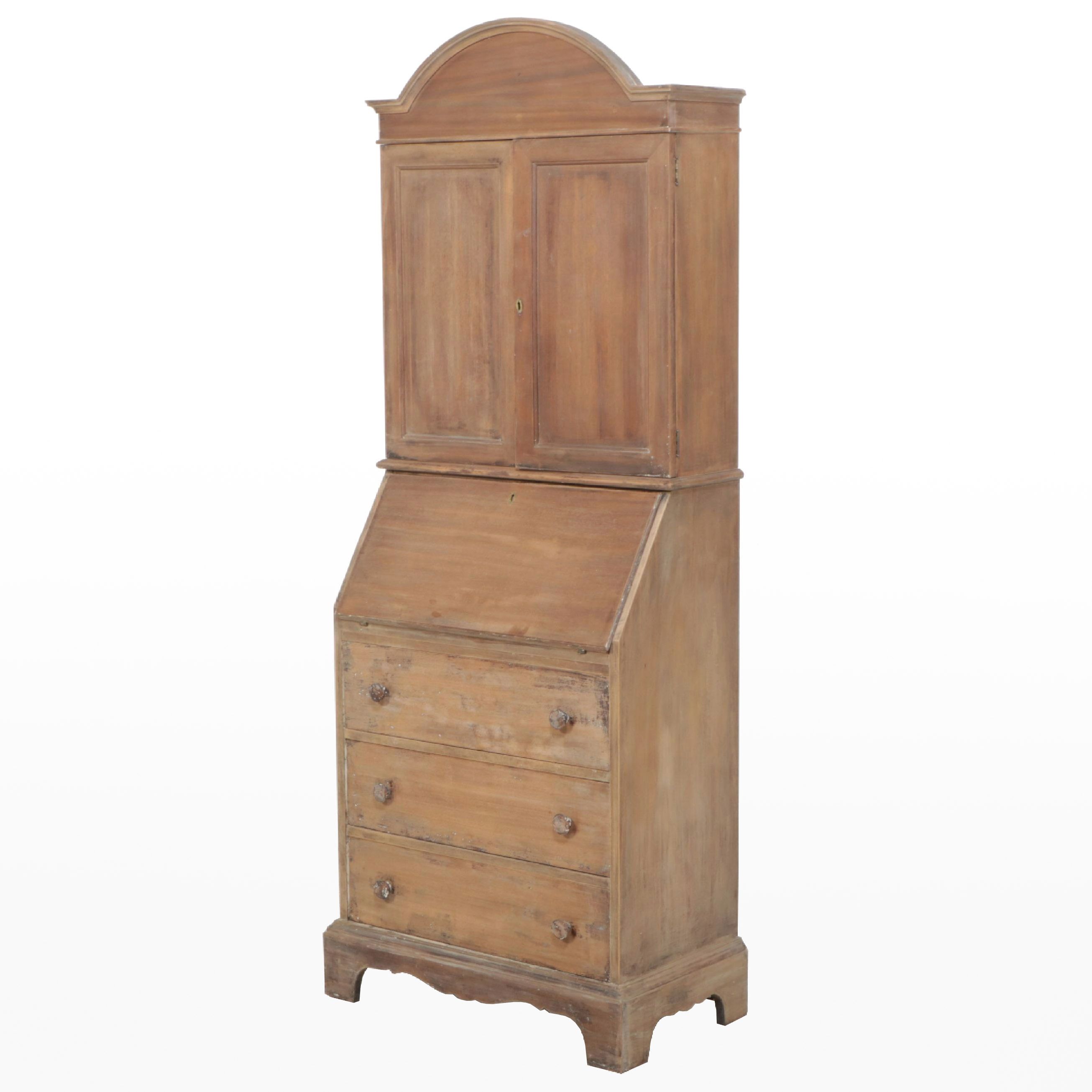 Gustavian Style Bleached Wood Secretary Desk