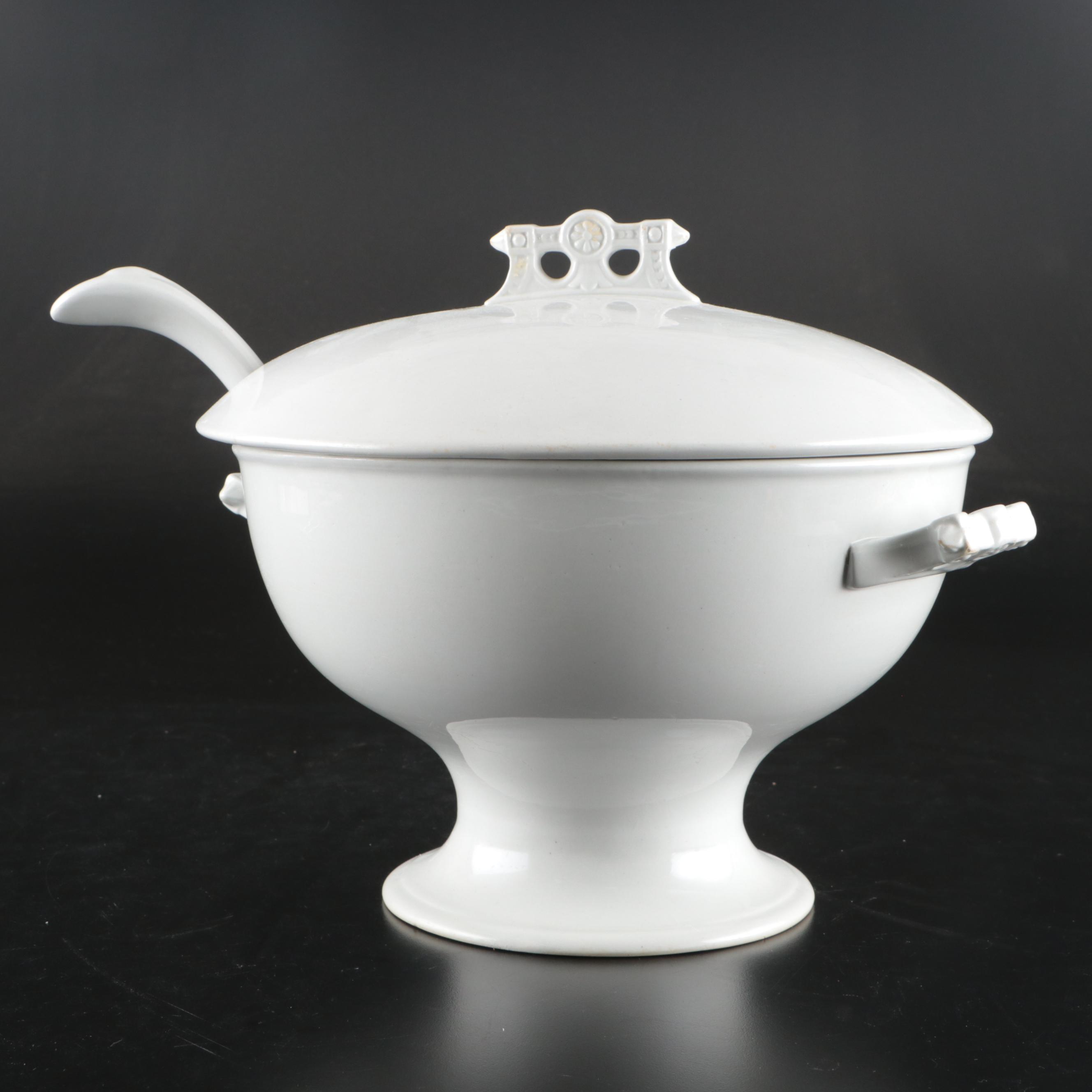 Thomas Elsmore & Son Porcelain Tureen with Ladle, Late 19th Century