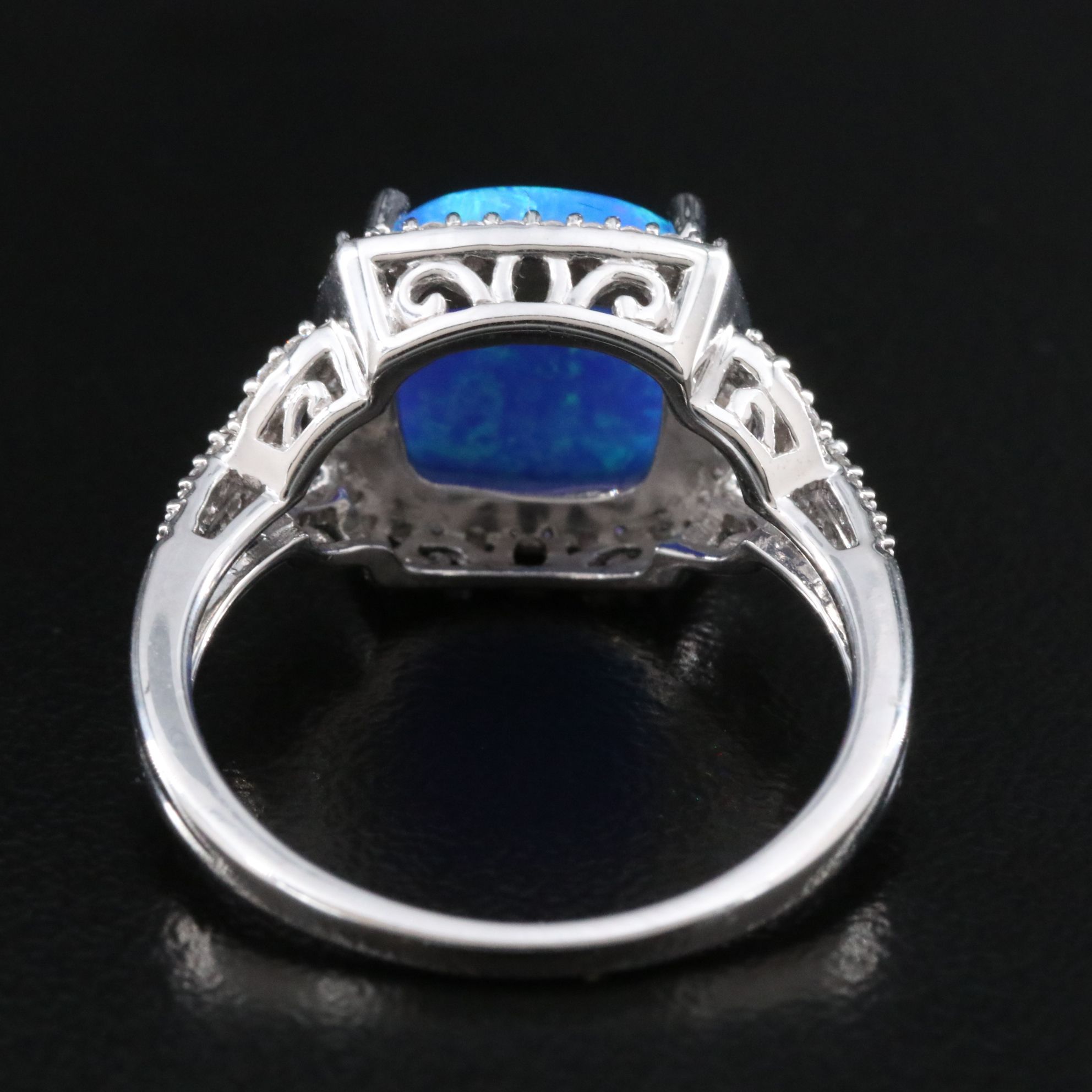 Sterling Opal and CZ Ring