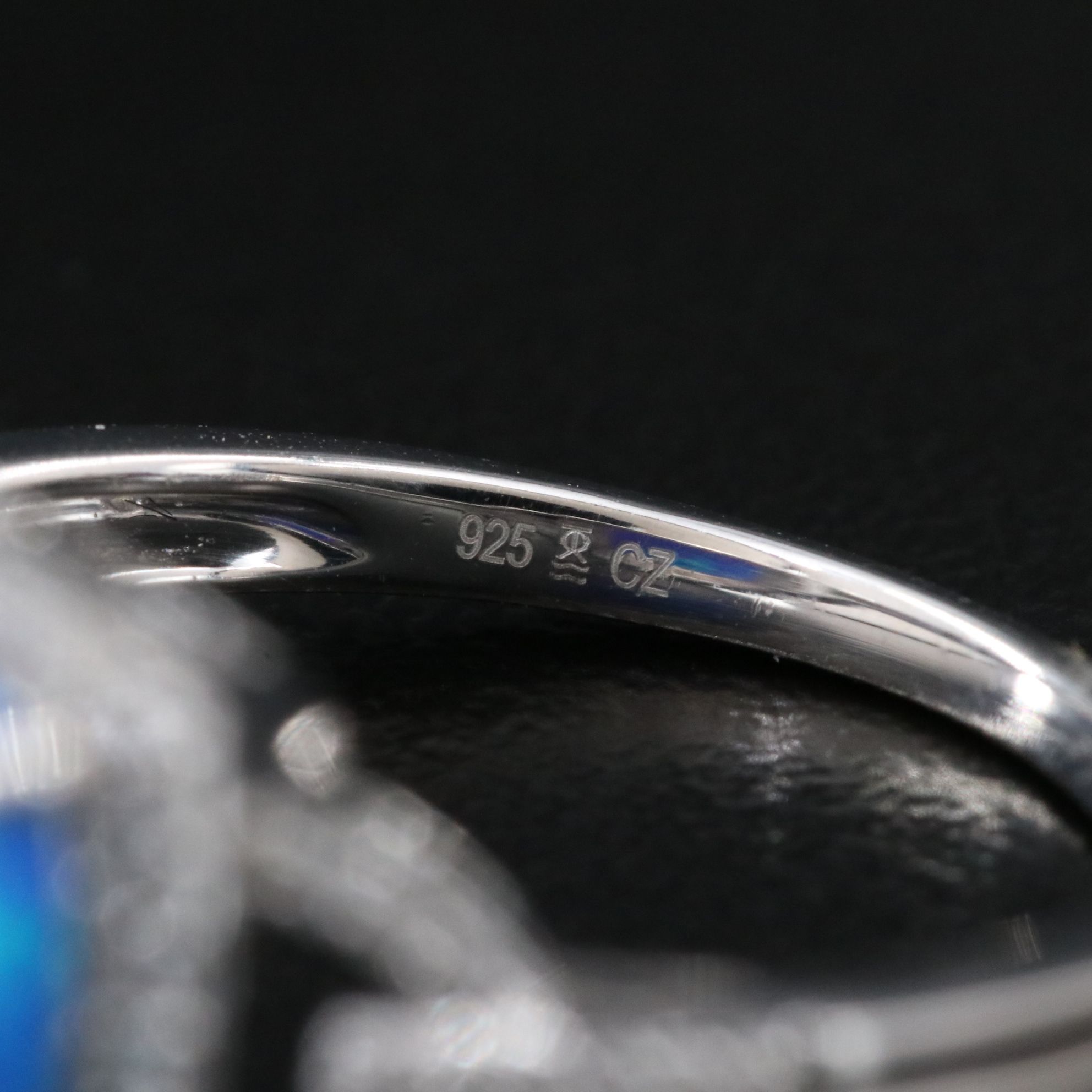 Sterling Opal and CZ Ring