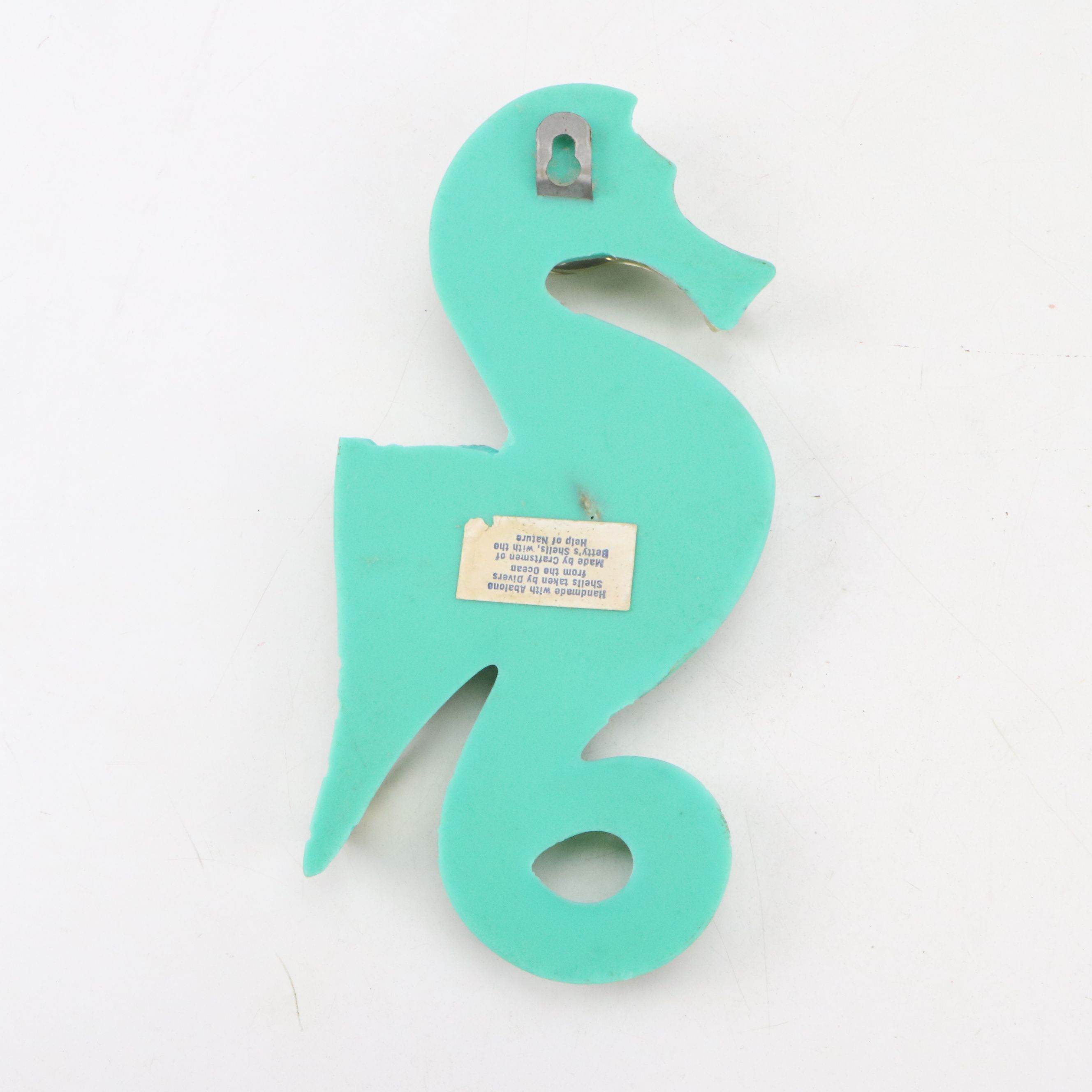 Mid Century Modern Acrylic and Abalone Seahorse Wall Décor, Mid to Late 20th C.