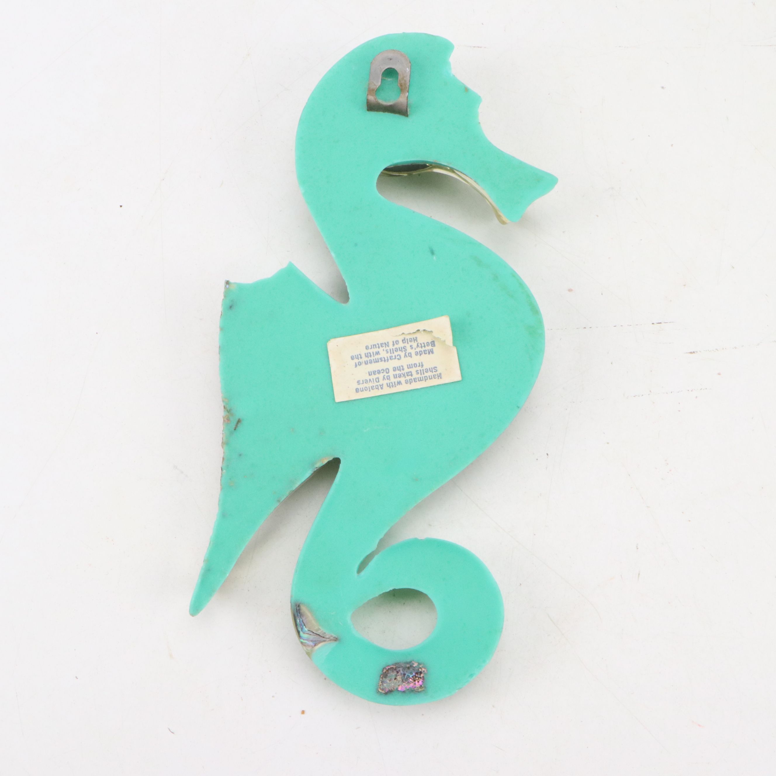 Mid Century Modern Acrylic and Abalone Seahorse Wall Décor, Mid to Late 20th C.