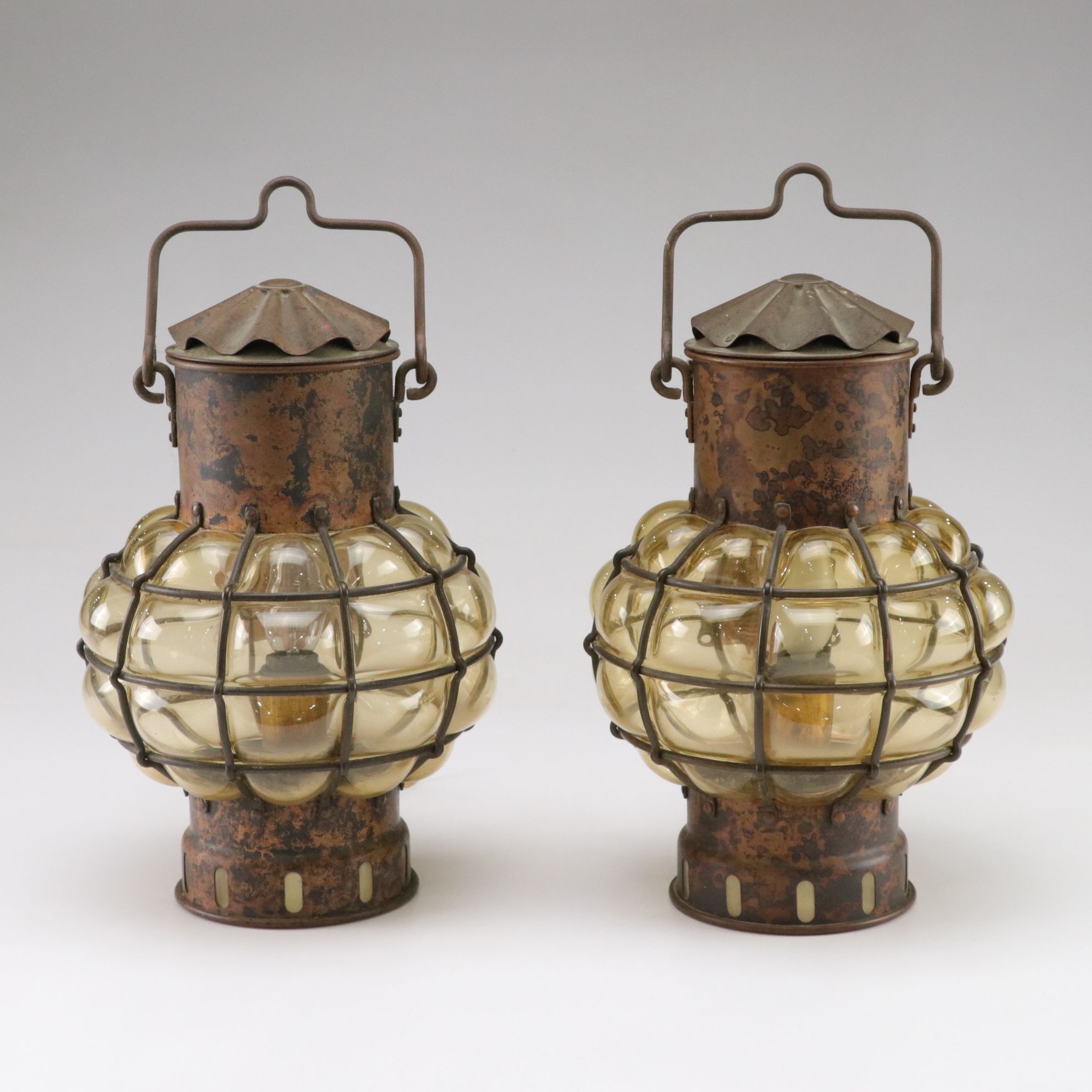 Mexican Style Bubble Glass Caged Lantern Wall Lights