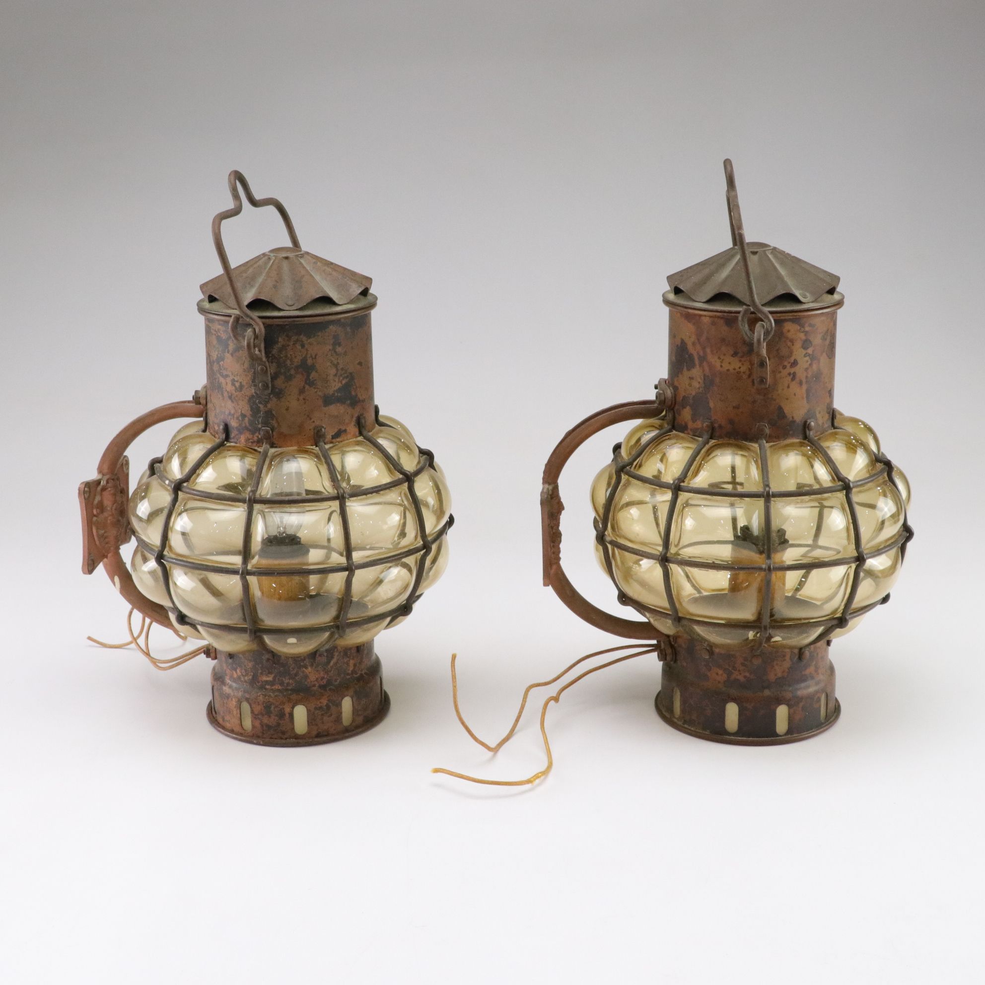Mexican Style Bubble Glass Caged Lantern Wall Lights