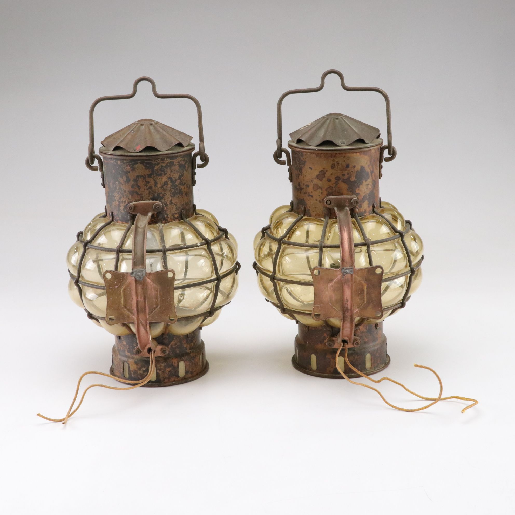 Mexican Style Bubble Glass Caged Lantern Wall Lights