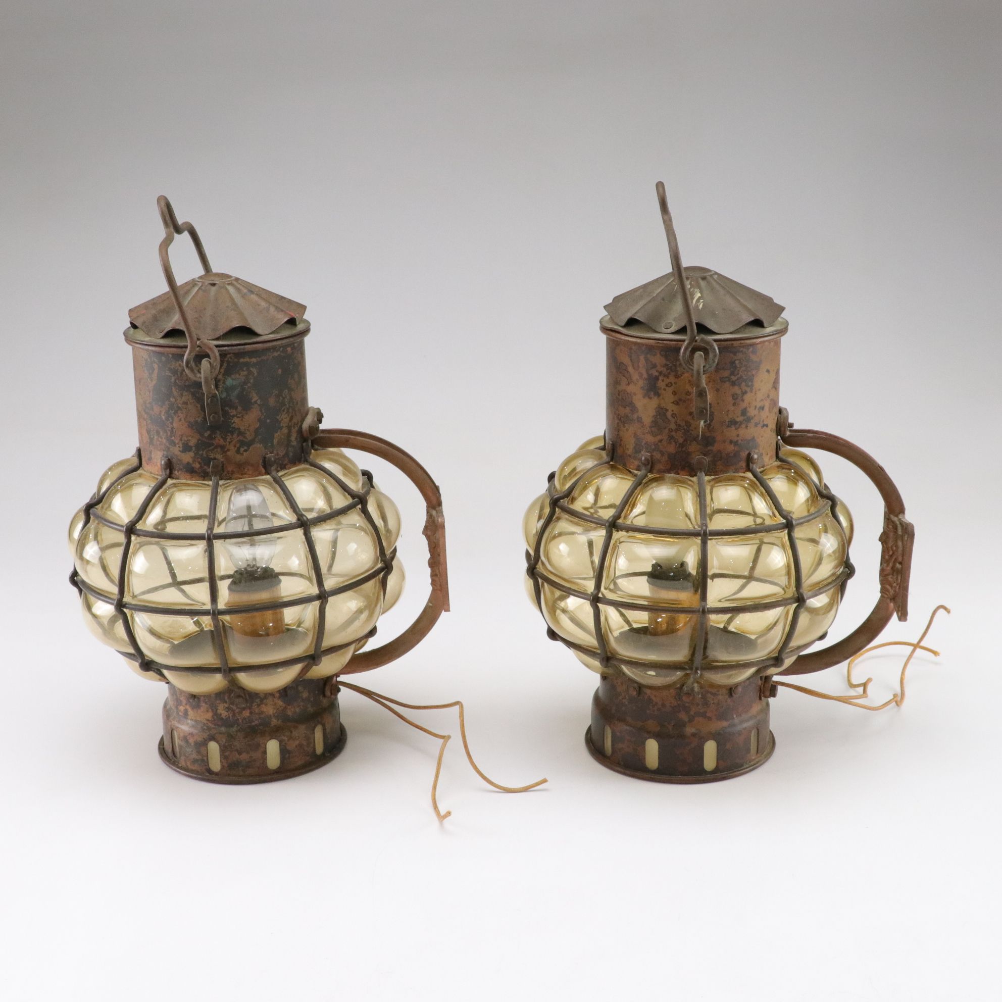 Mexican Style Bubble Glass Caged Lantern Wall Lights