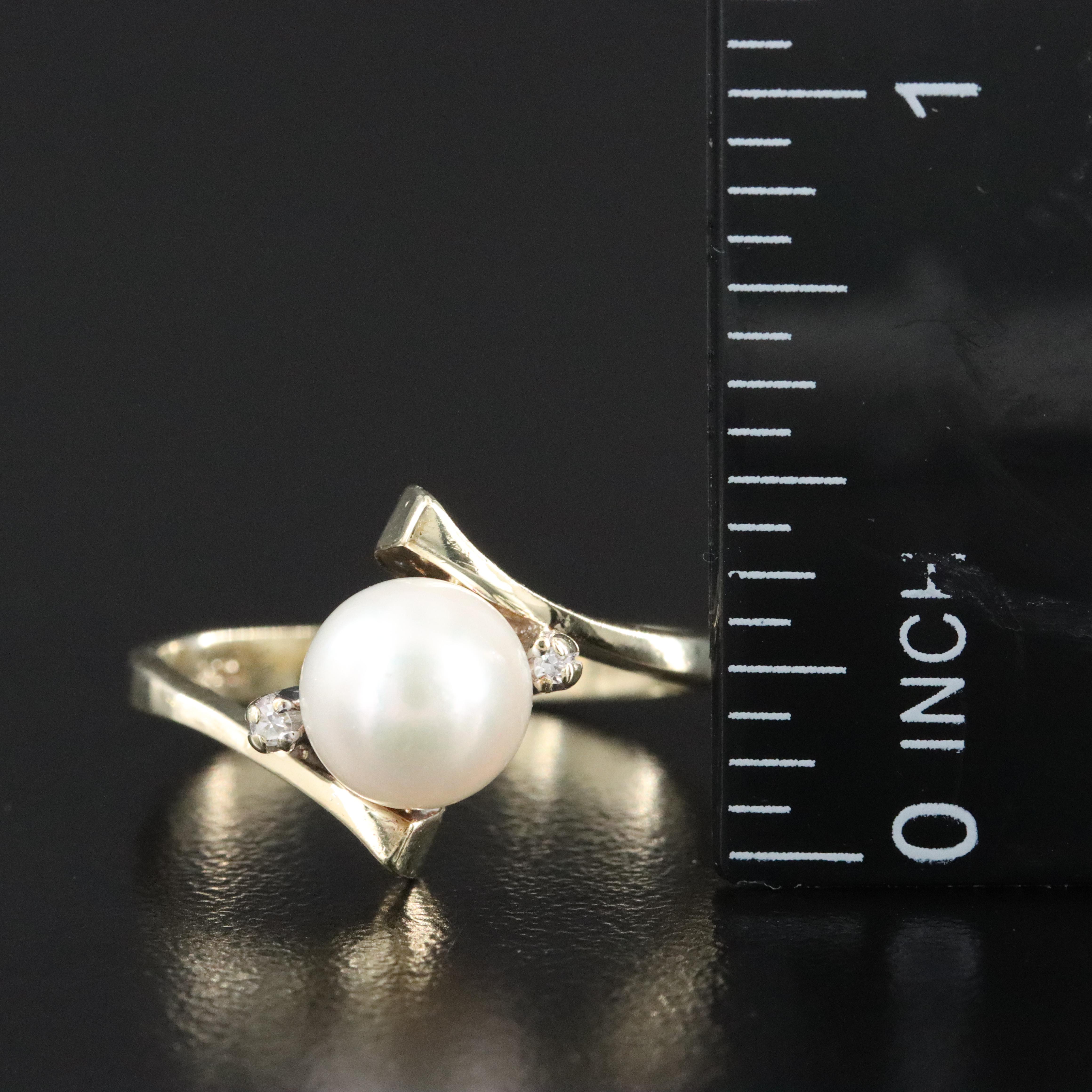14K Pearl and Diamond Ring