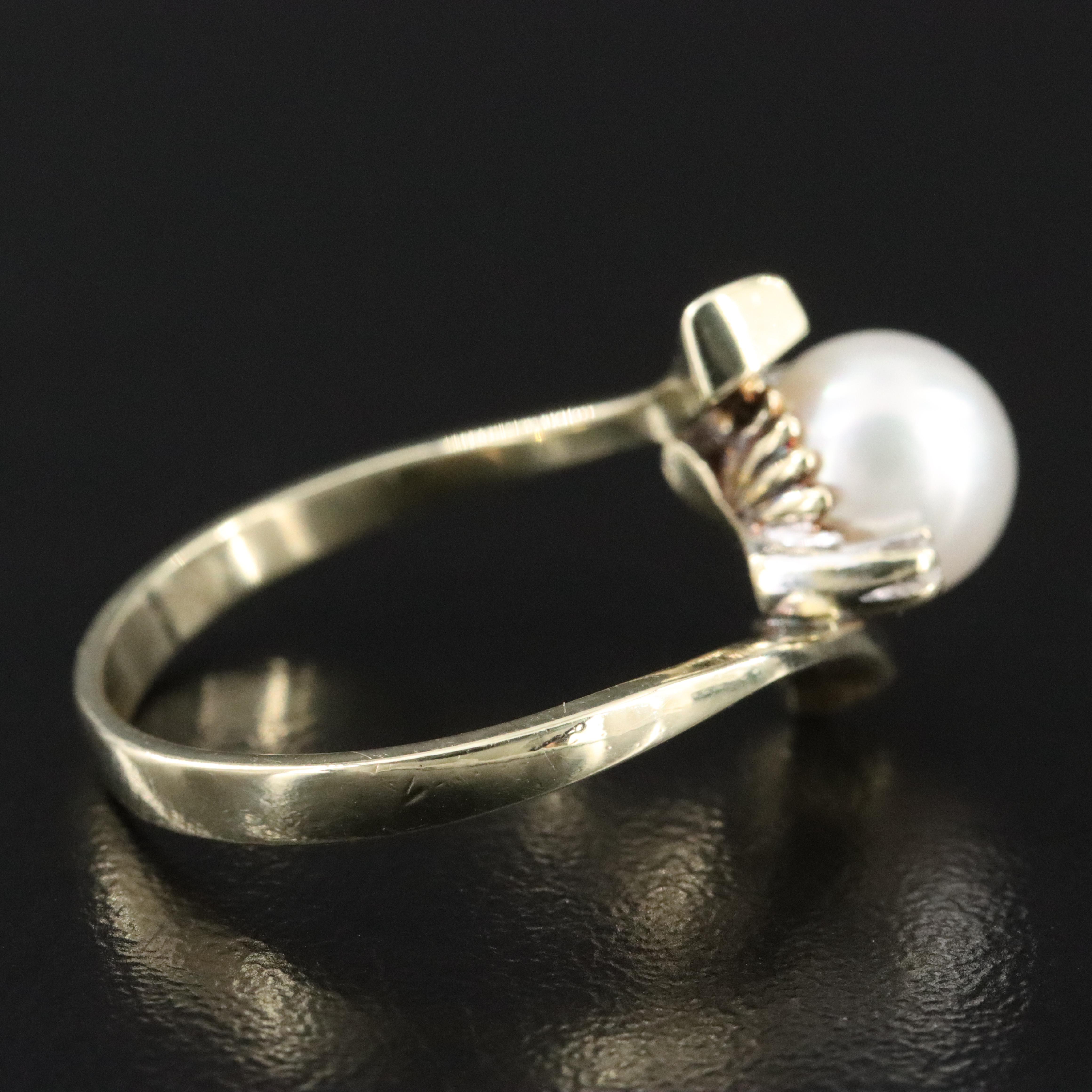 14K Pearl and Diamond Ring