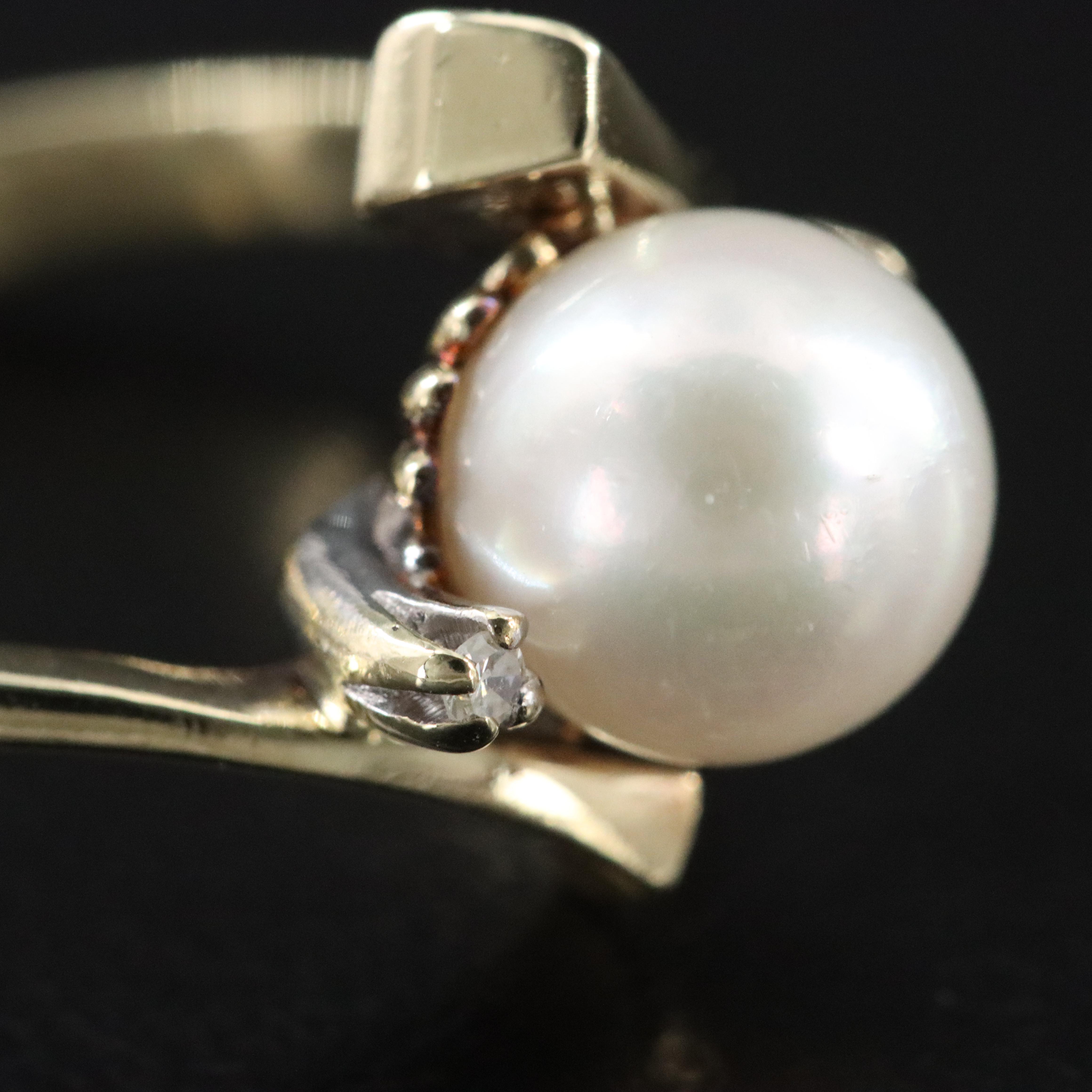 14K Pearl and Diamond Ring