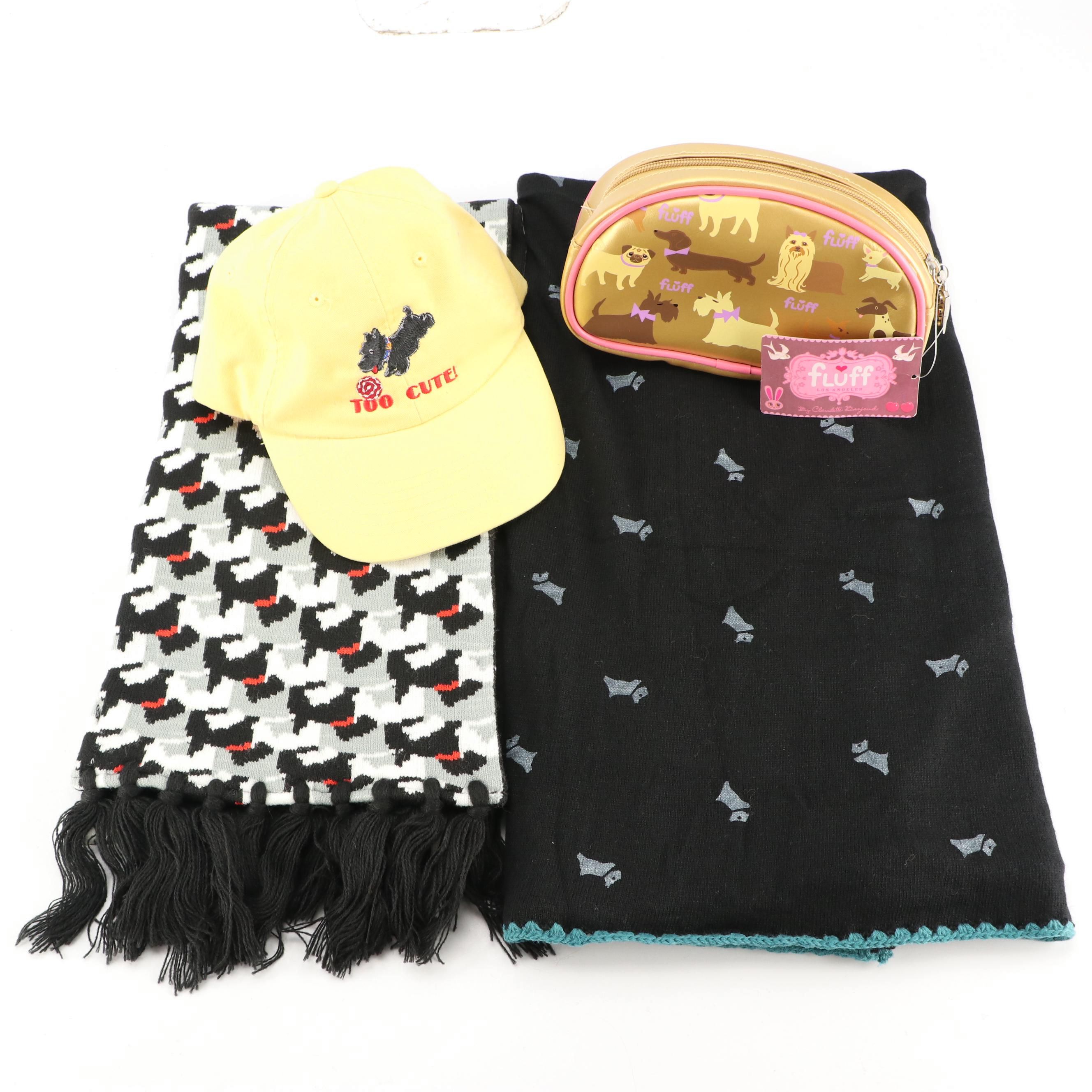Vera Bradley and Radley Scottish Terrier Scarves with Hat and Travel Pouch