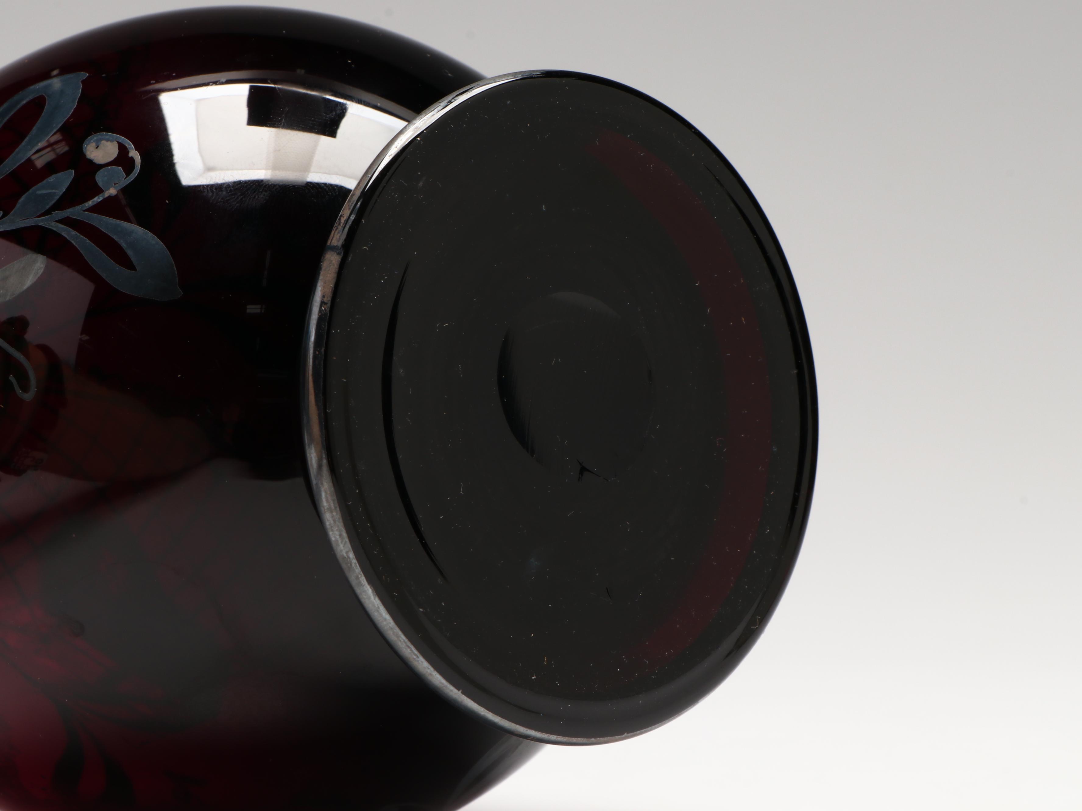 Bohemian Style Purple Glass Decanter with Cordial Cups