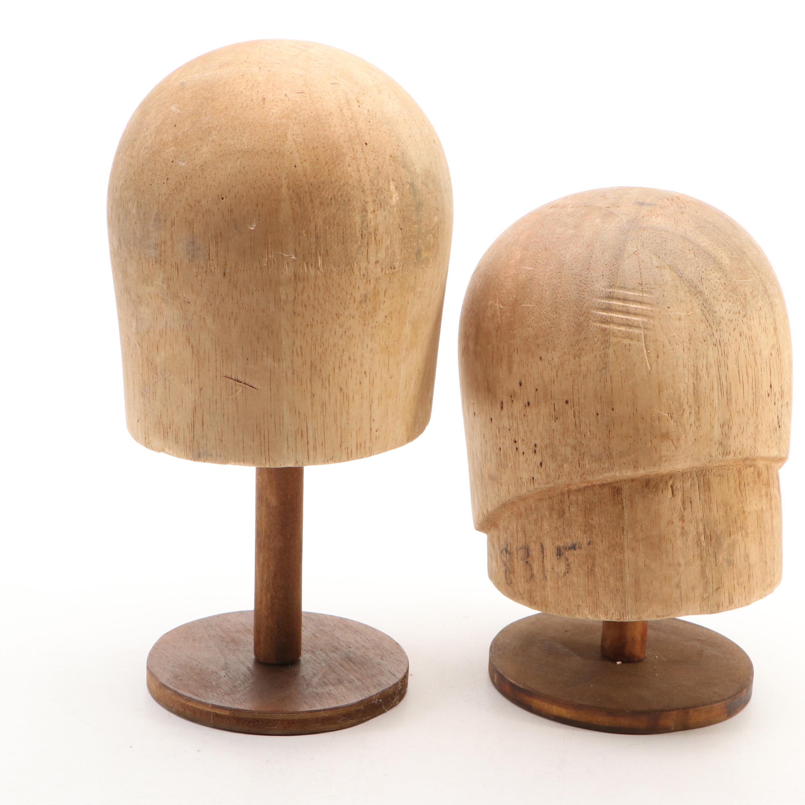 Midwest H.B.& D. Millinery Hat Blocks With Wig Stand, Early/Mid-20th Century