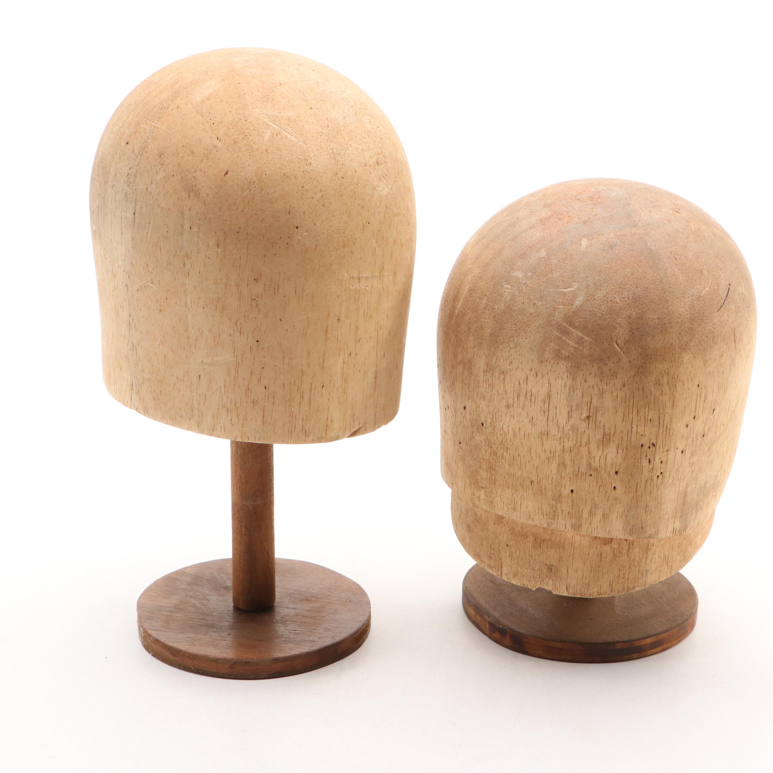 Midwest H.B.& D. Millinery Hat Blocks With Wig Stand, Early/Mid-20th Century