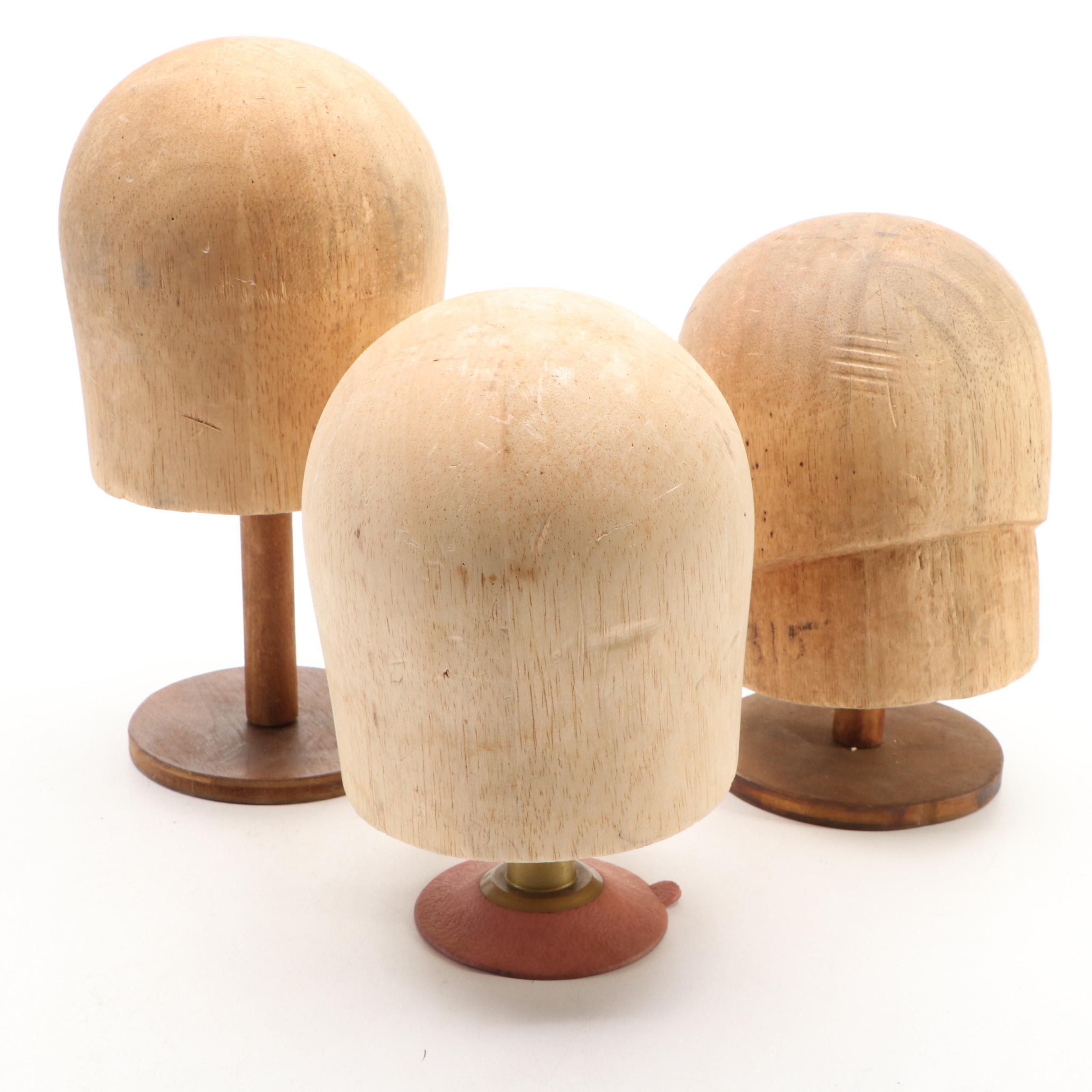 Midwest H.B.& D. Millinery Hat Blocks With Wig Stand, Early/Mid-20th Century