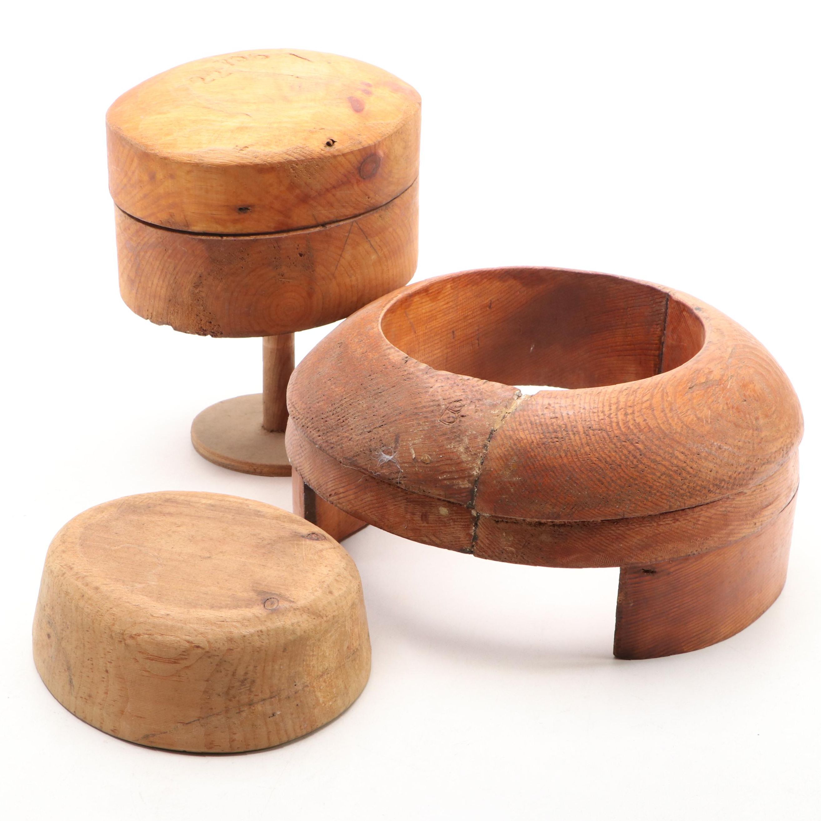 Wooden Millinery Hat Forms, Early/Mid-20th Century