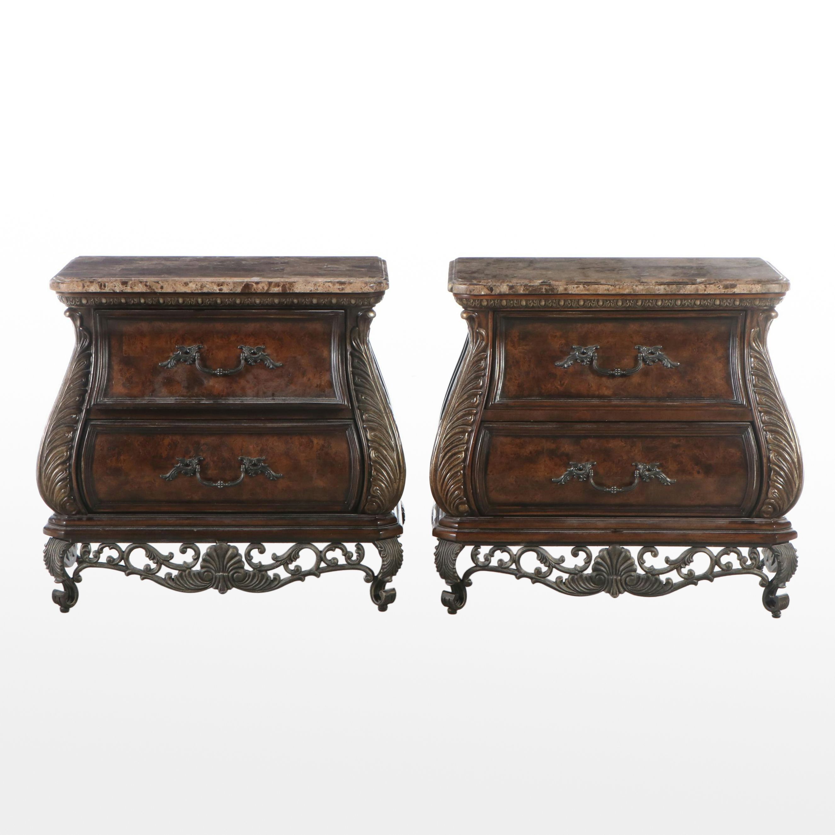 Pair of Pulaski Nightstands with King Size Bed Frame