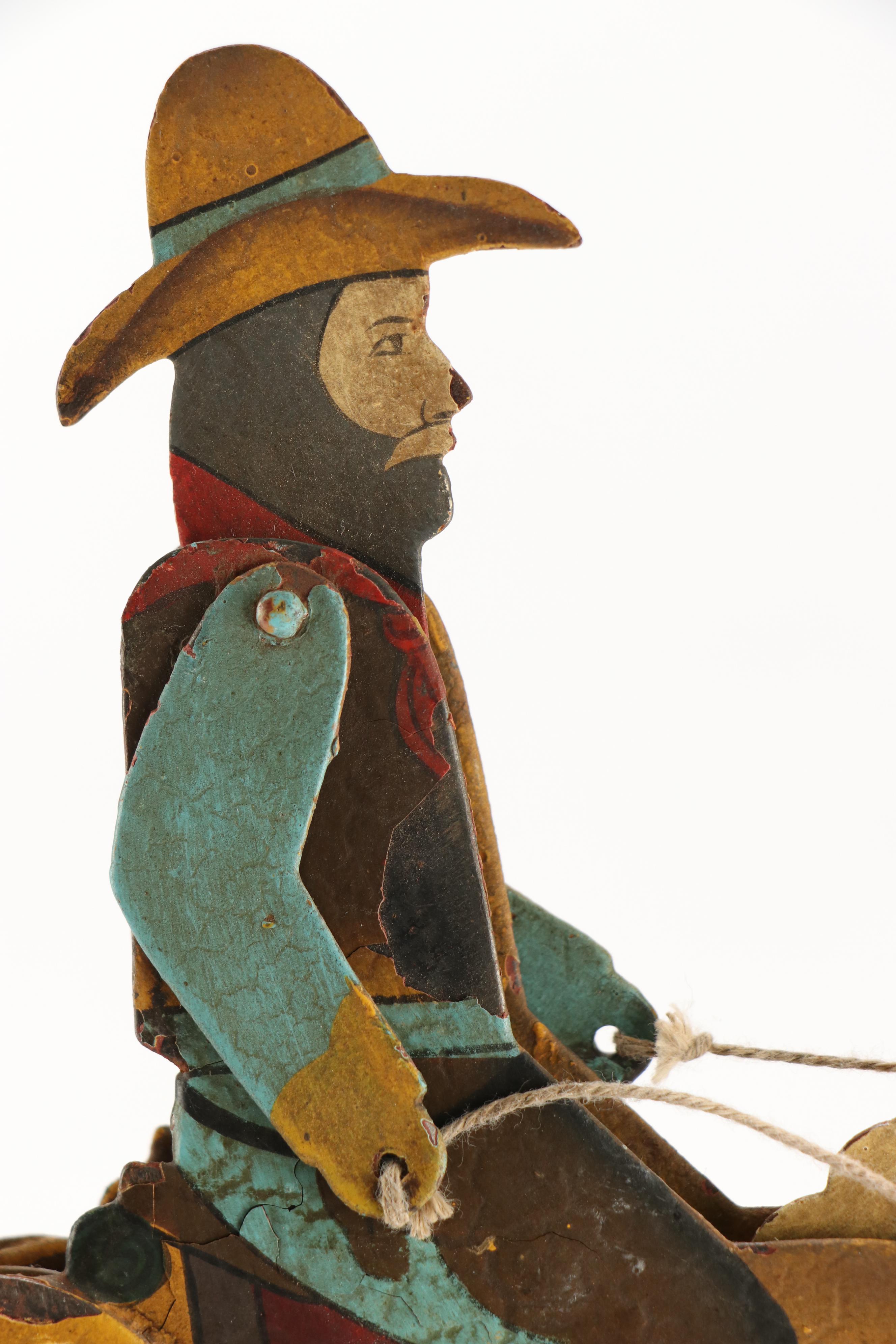 Hand-Painted Folk Art Metal Horse and Cowboy Kinetic Pendulum Balance