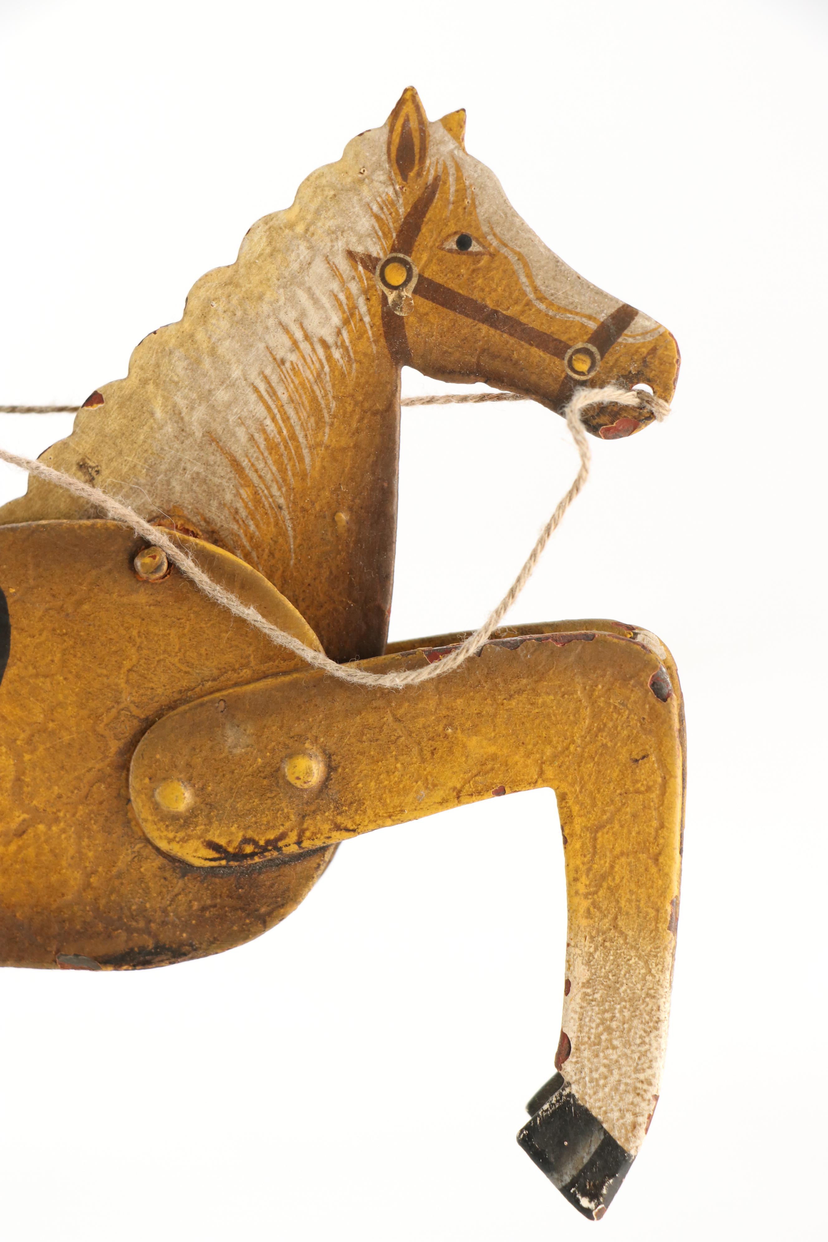 Hand-Painted Folk Art Metal Horse and Cowboy Kinetic Pendulum Balance