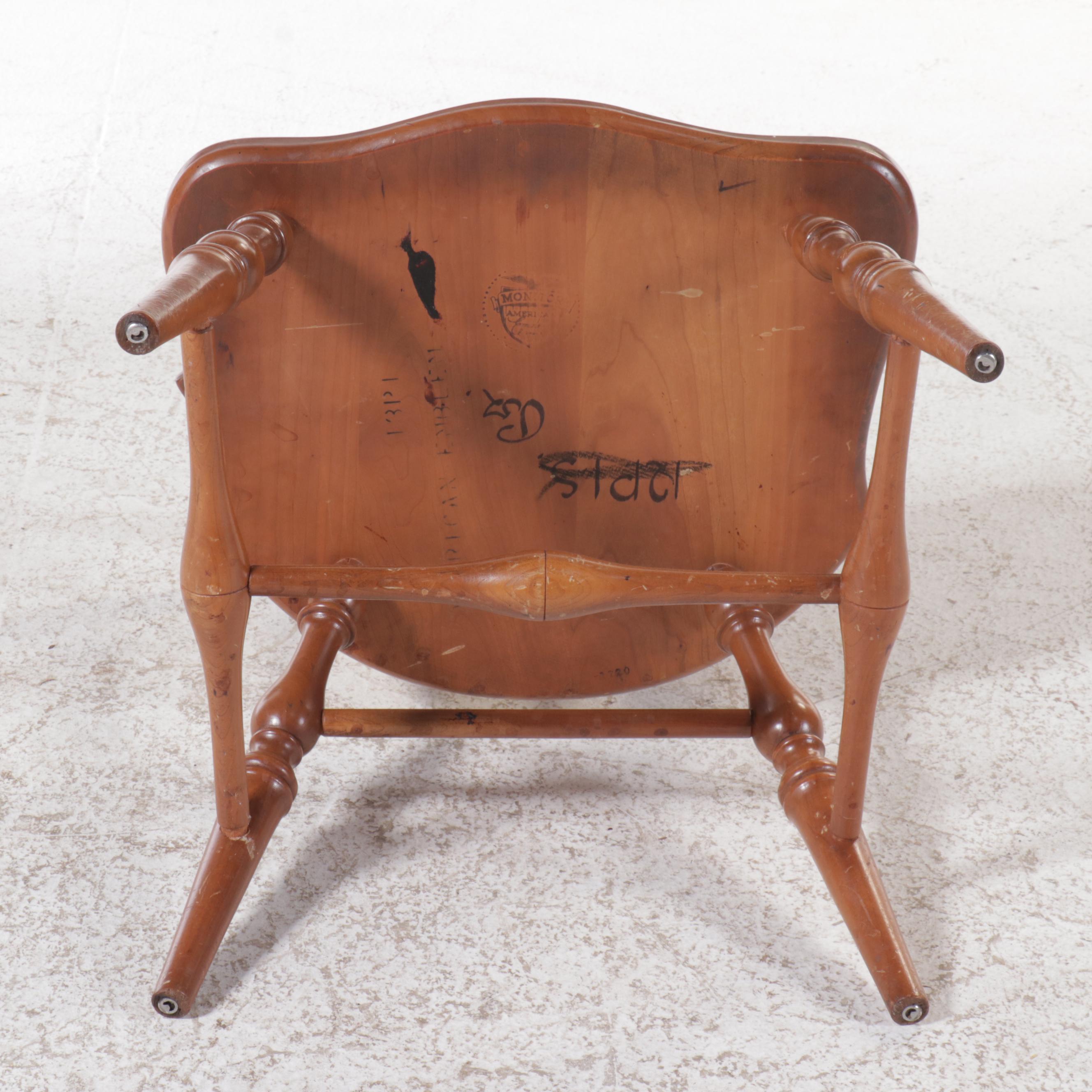 Set of Four Monitor American Emblem Colonial Style Cherry Tavern Chairs