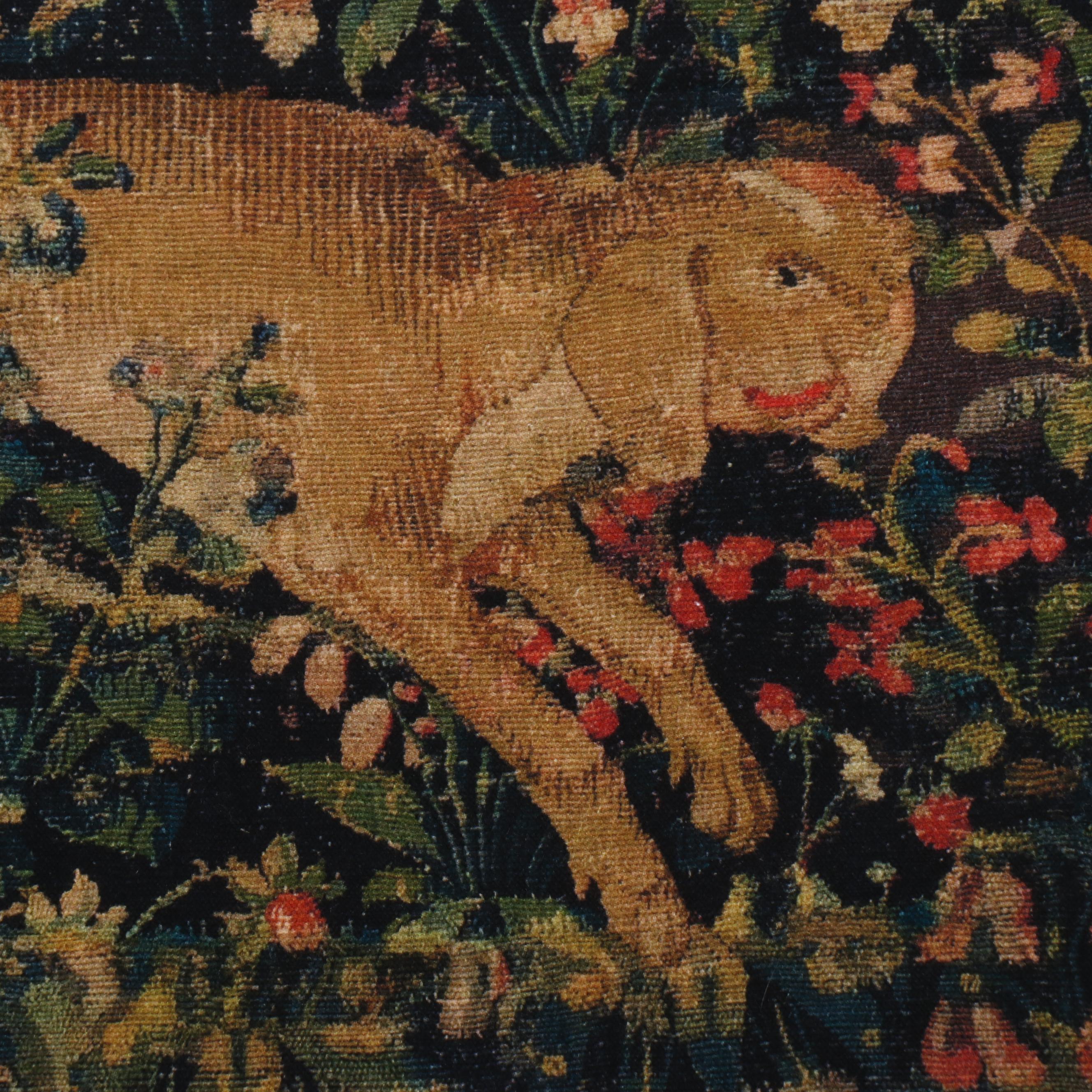 French Allegorical Animals & Butterflies Millefleur Reproduction Tapestry by Paz