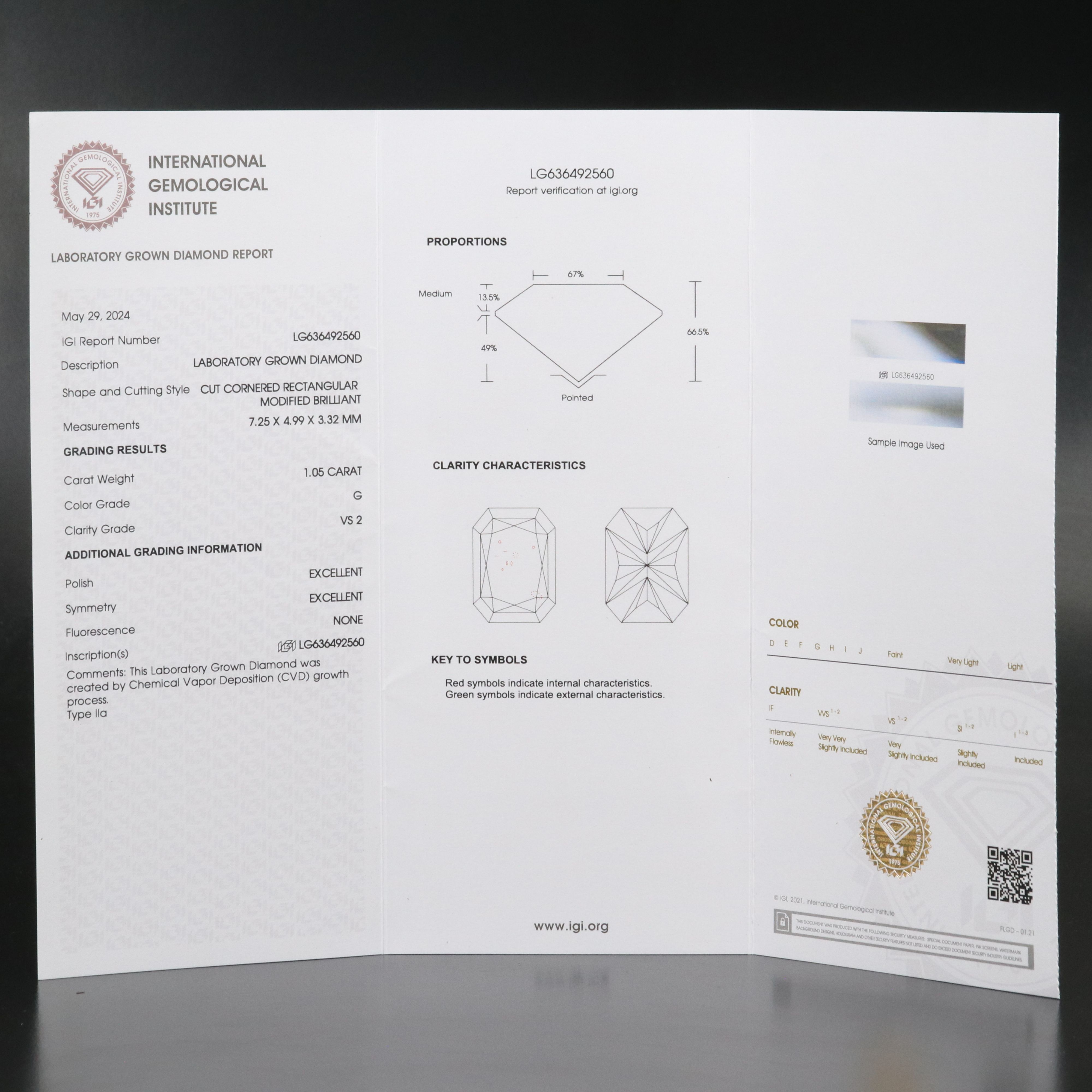 Loose 1.05 CT Lab Grown Diamond with IGI Report