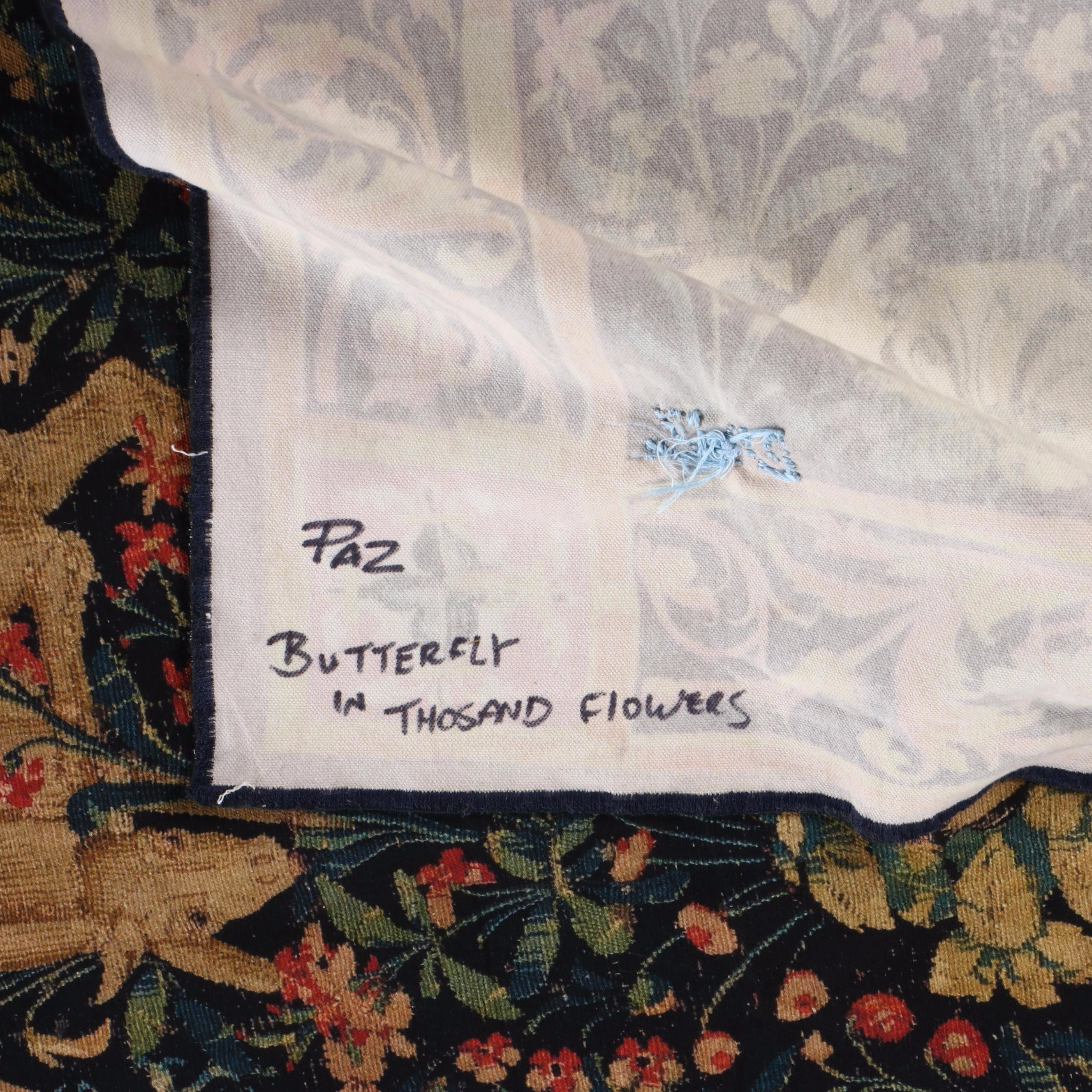 French Allegorical Animals & Butterflies Millefleur Reproduction Tapestry by Paz