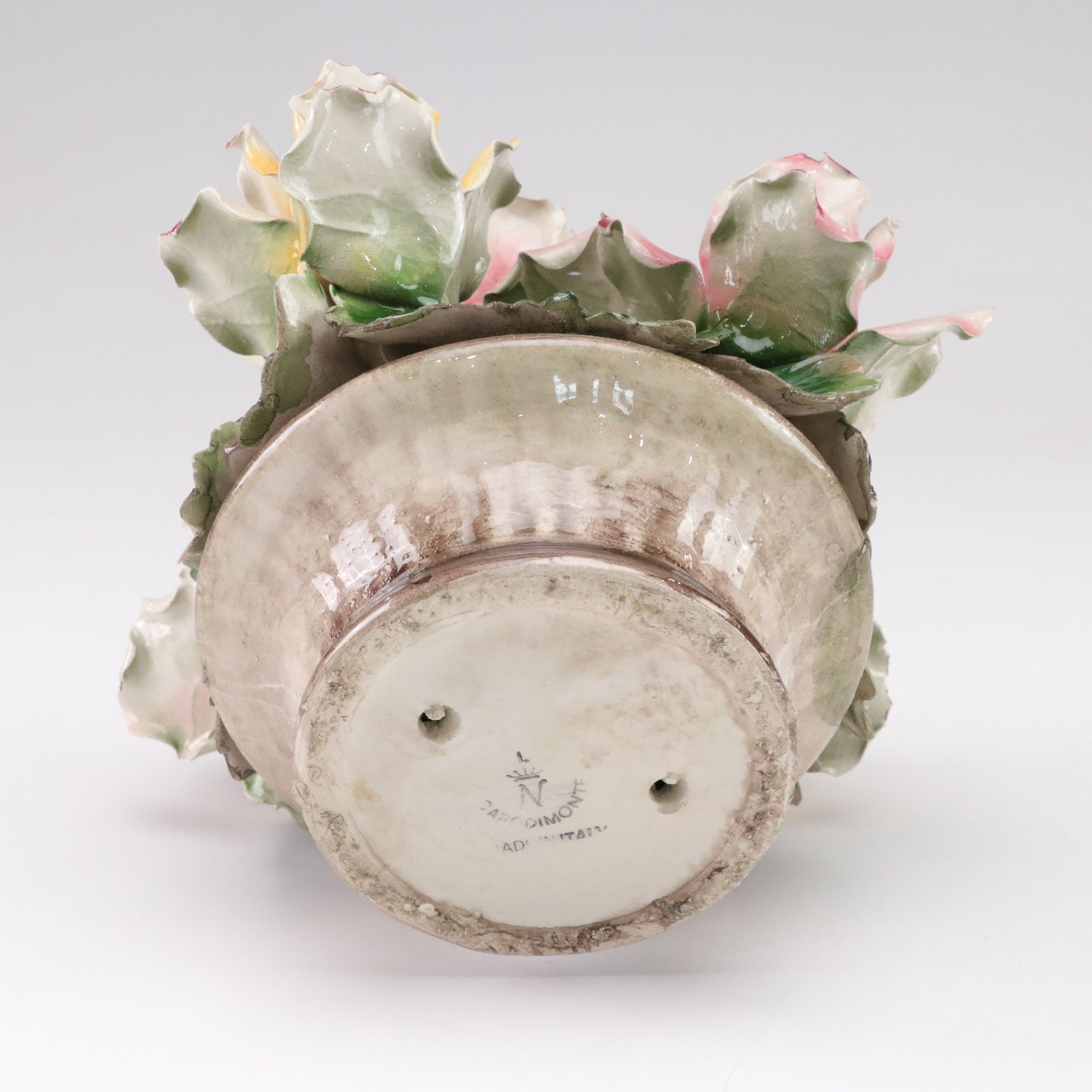 Hand-Painted Capodimonte Porcelain Rose Sculptures