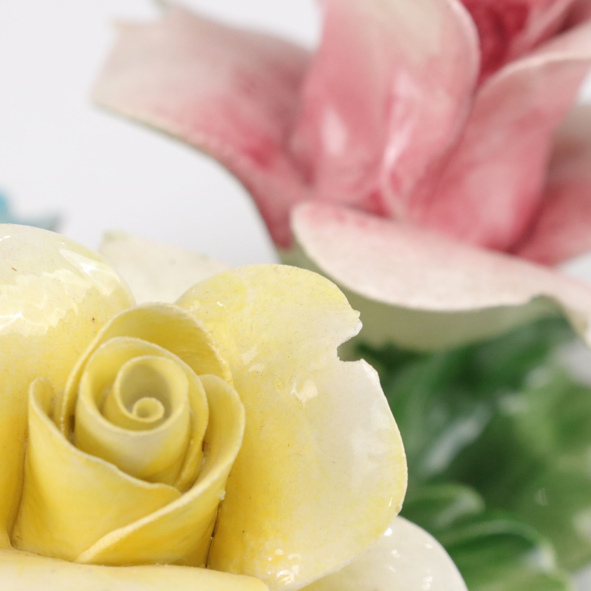 Hand-Painted Capodimonte Porcelain Rose Sculptures