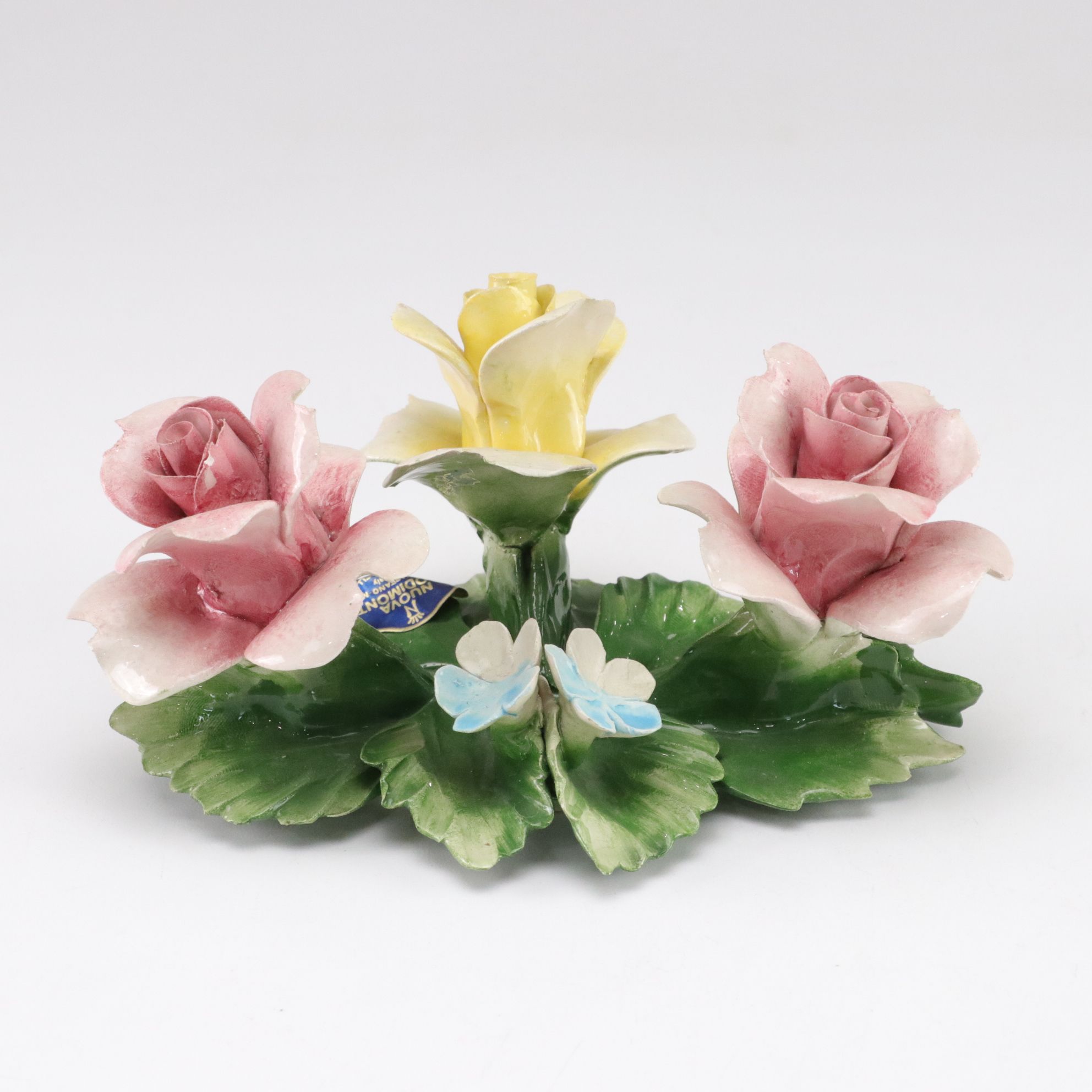 Hand-Painted Capodimonte Porcelain Rose Sculptures