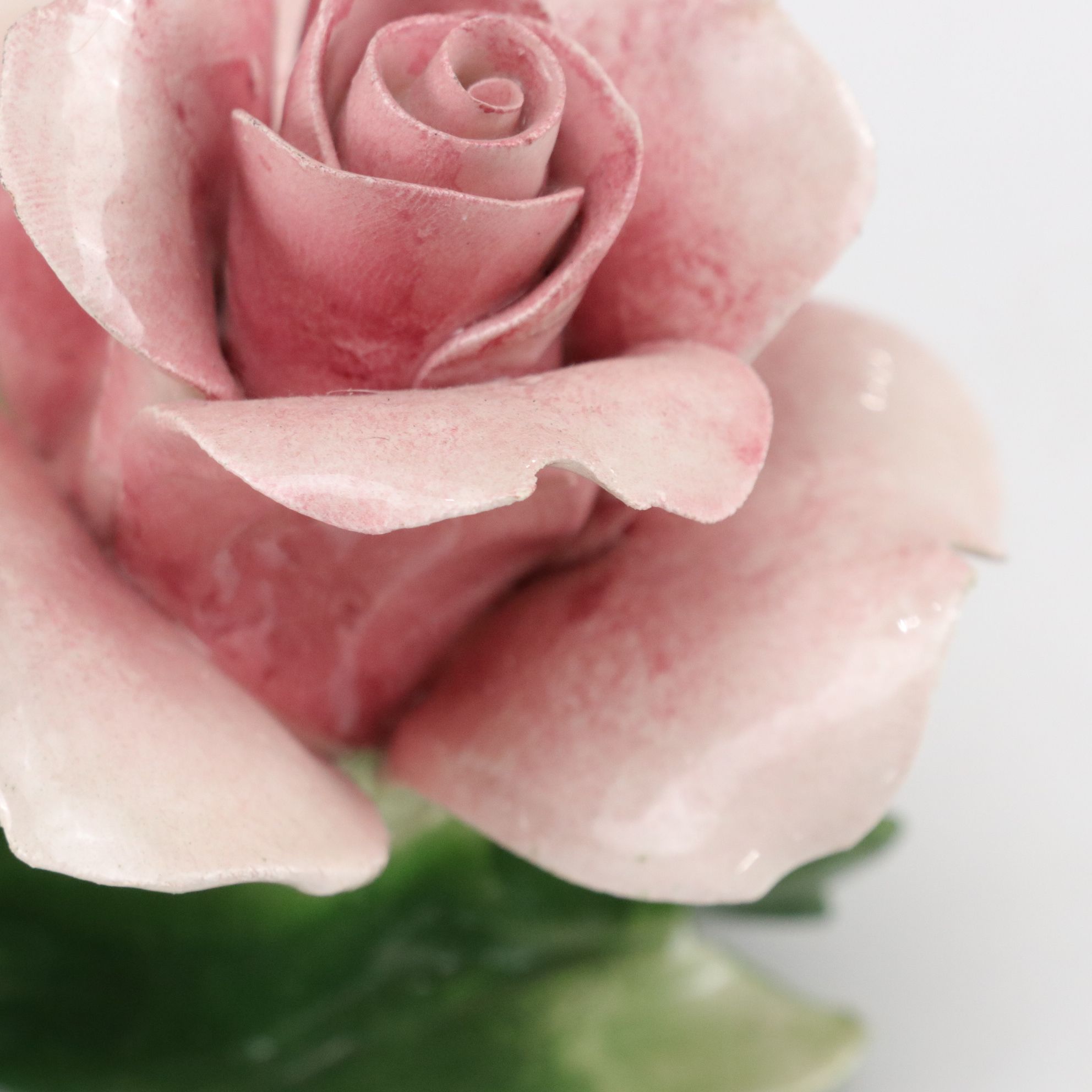 Hand-Painted Capodimonte Porcelain Rose Sculptures