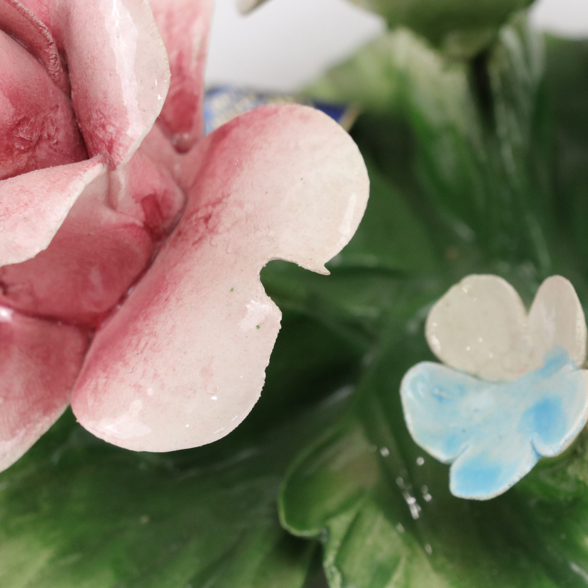 Hand-Painted Capodimonte Porcelain Rose Sculptures