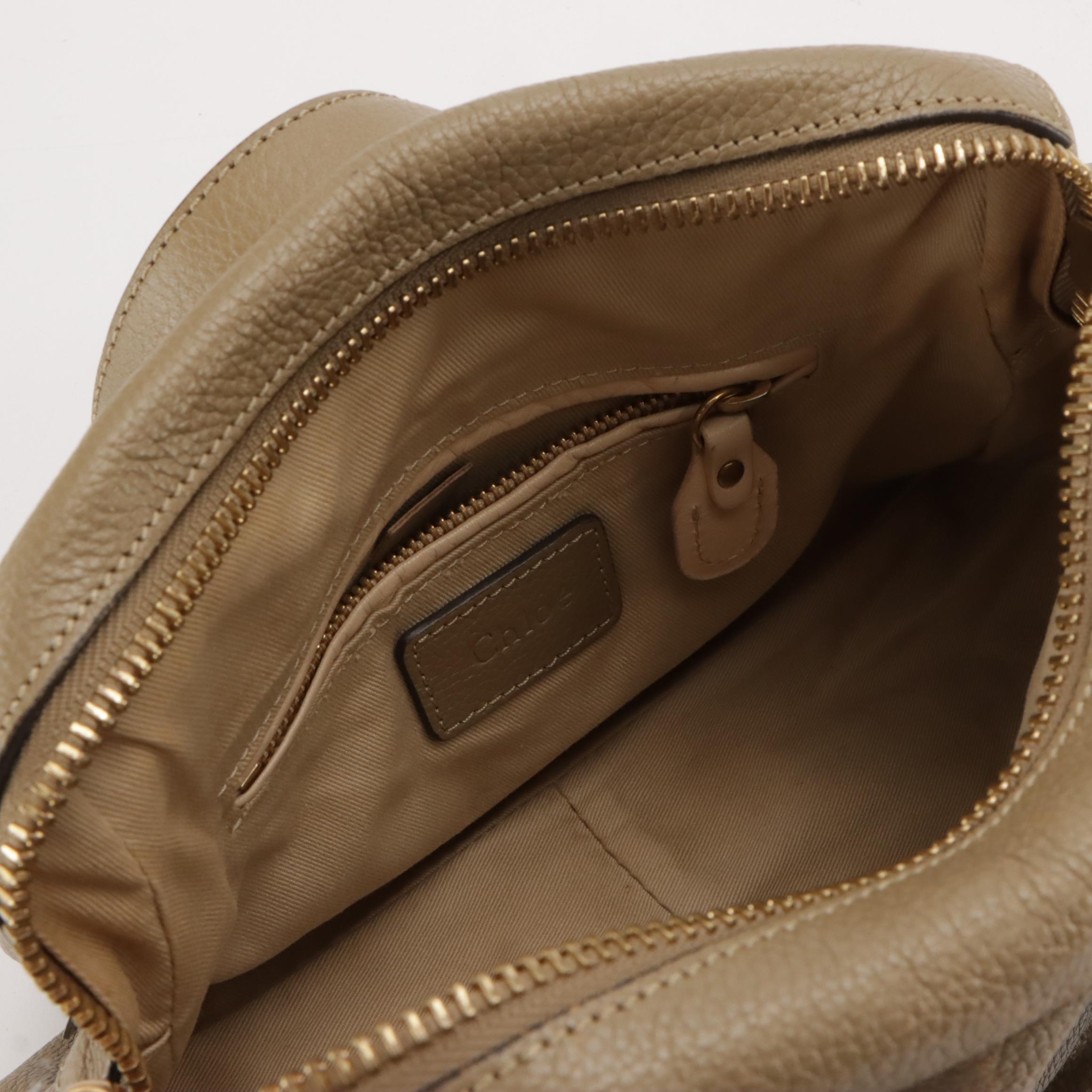 Chloé Paraty Two-Way Bag in Beige Grained Calfskin Leather