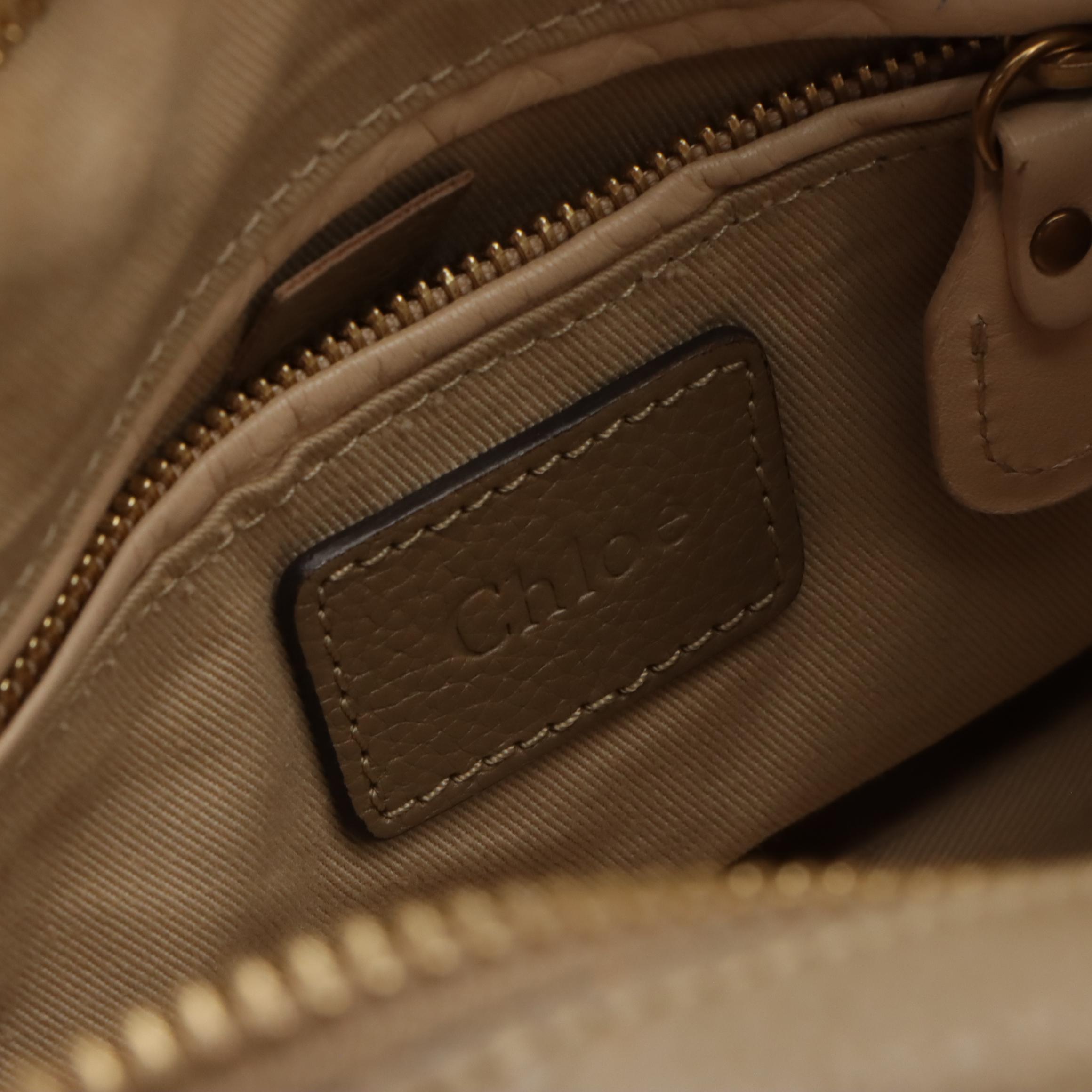 Chloé Paraty Two-Way Bag in Beige Grained Calfskin Leather