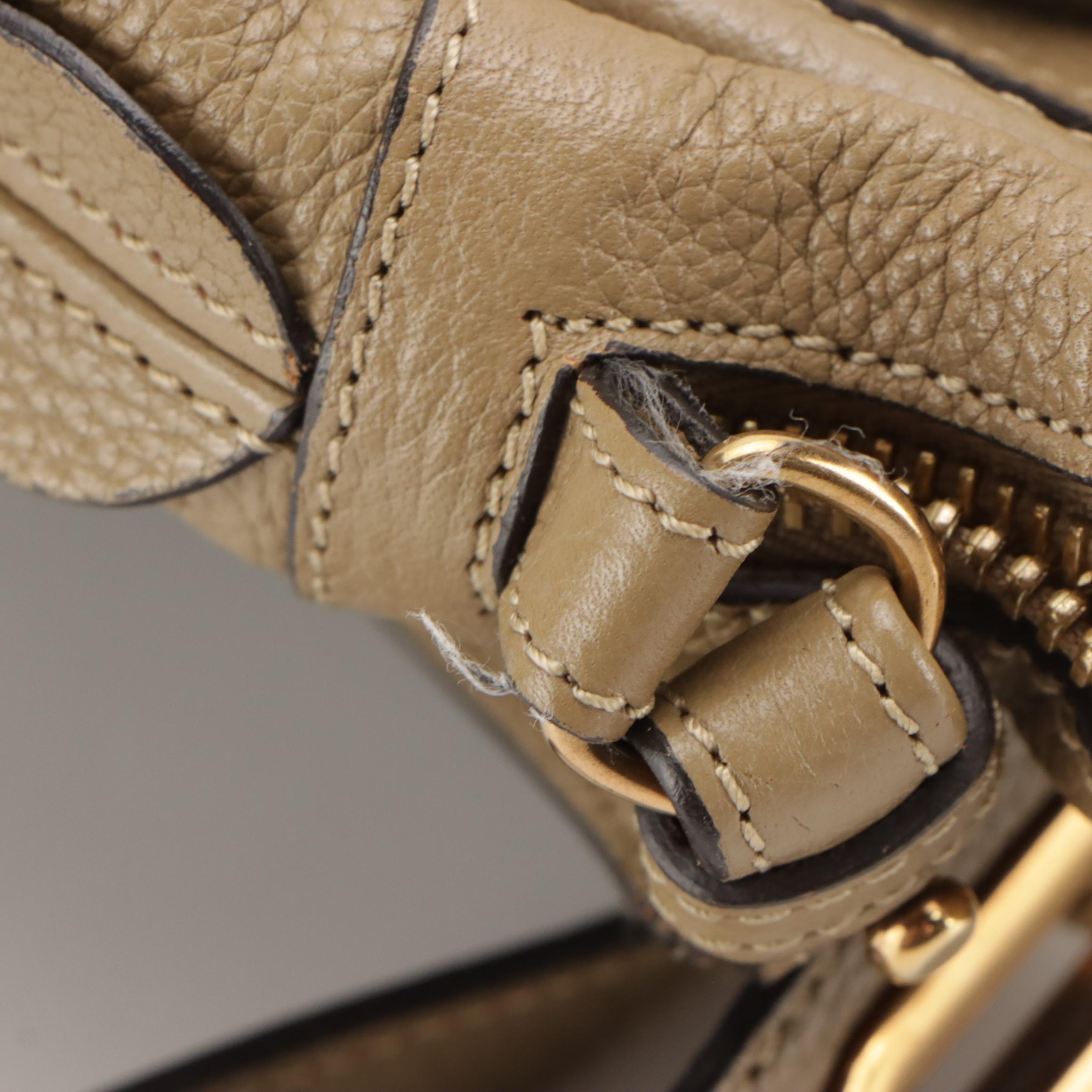 Chloé Paraty Two-Way Bag in Beige Grained Calfskin Leather