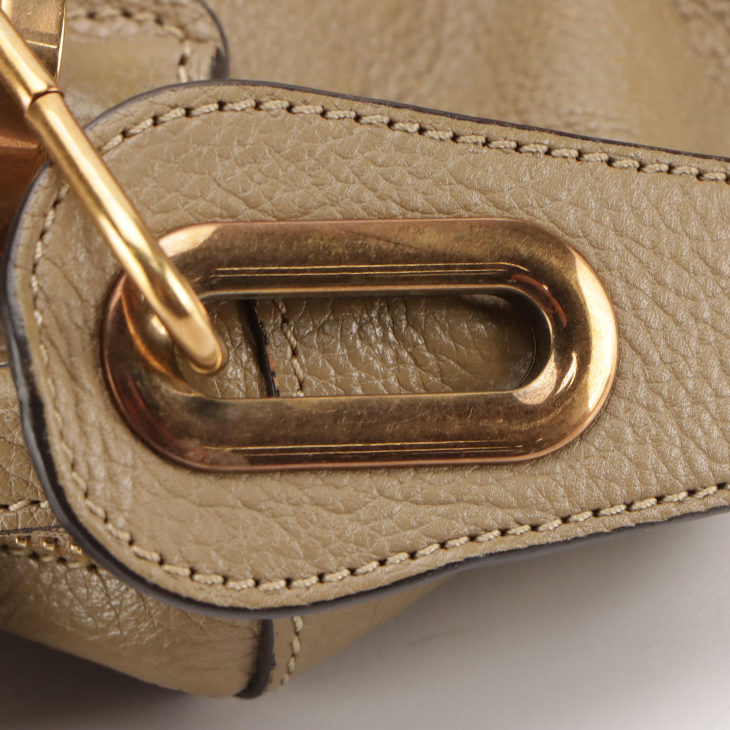 Chloé Paraty Two-Way Bag in Beige Grained Calfskin Leather