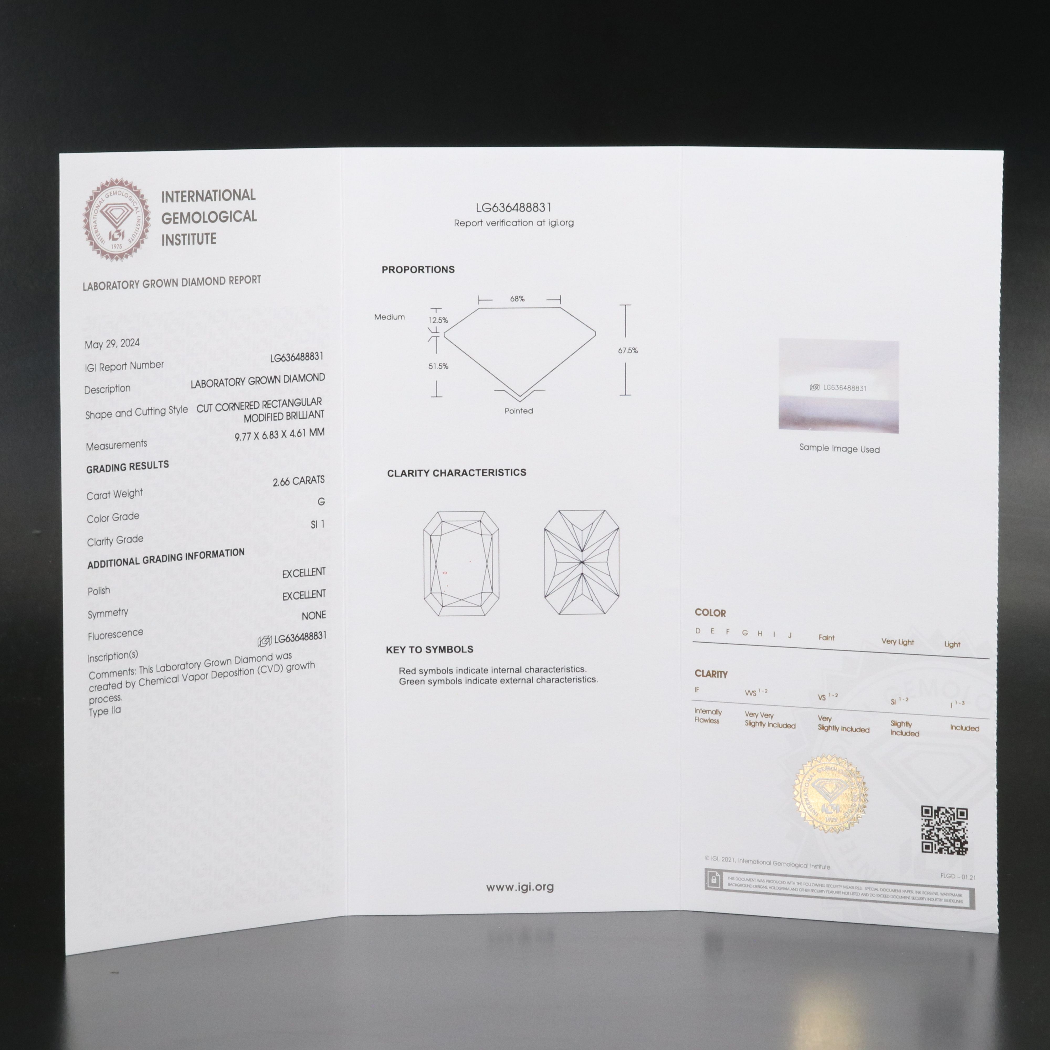 Loose 2.66 CT Lab Grown Diamond with IGI Report