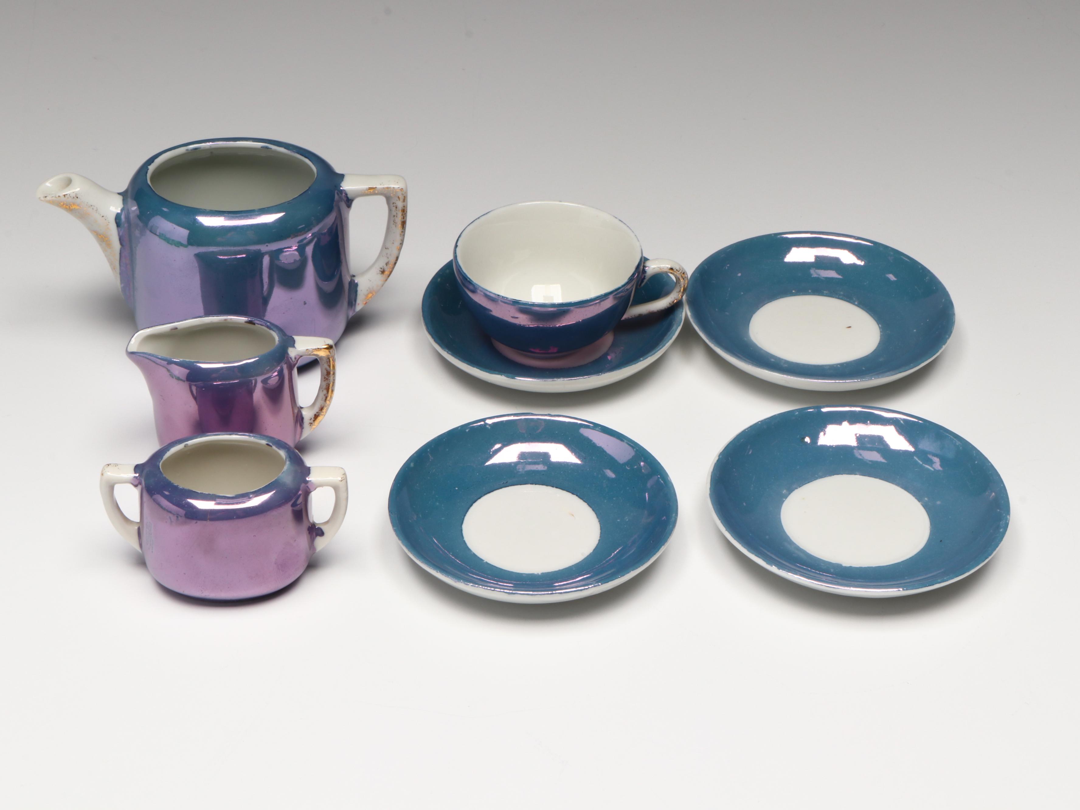 Akro Agate Uranium Glass Miniature Pitcher, Tumblers and More Tableware
