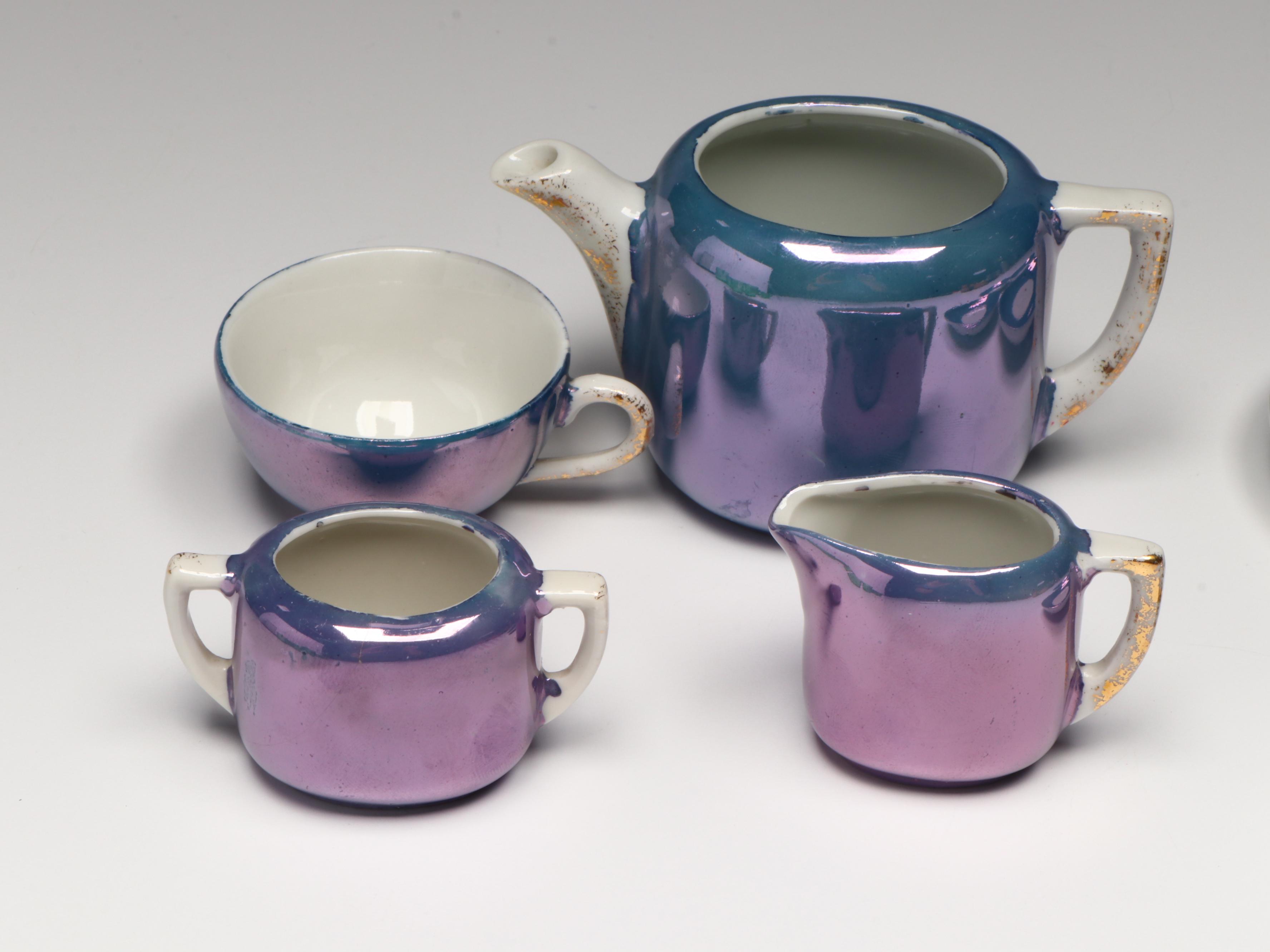 Akro Agate Uranium Glass Miniature Pitcher, Tumblers and More Tableware