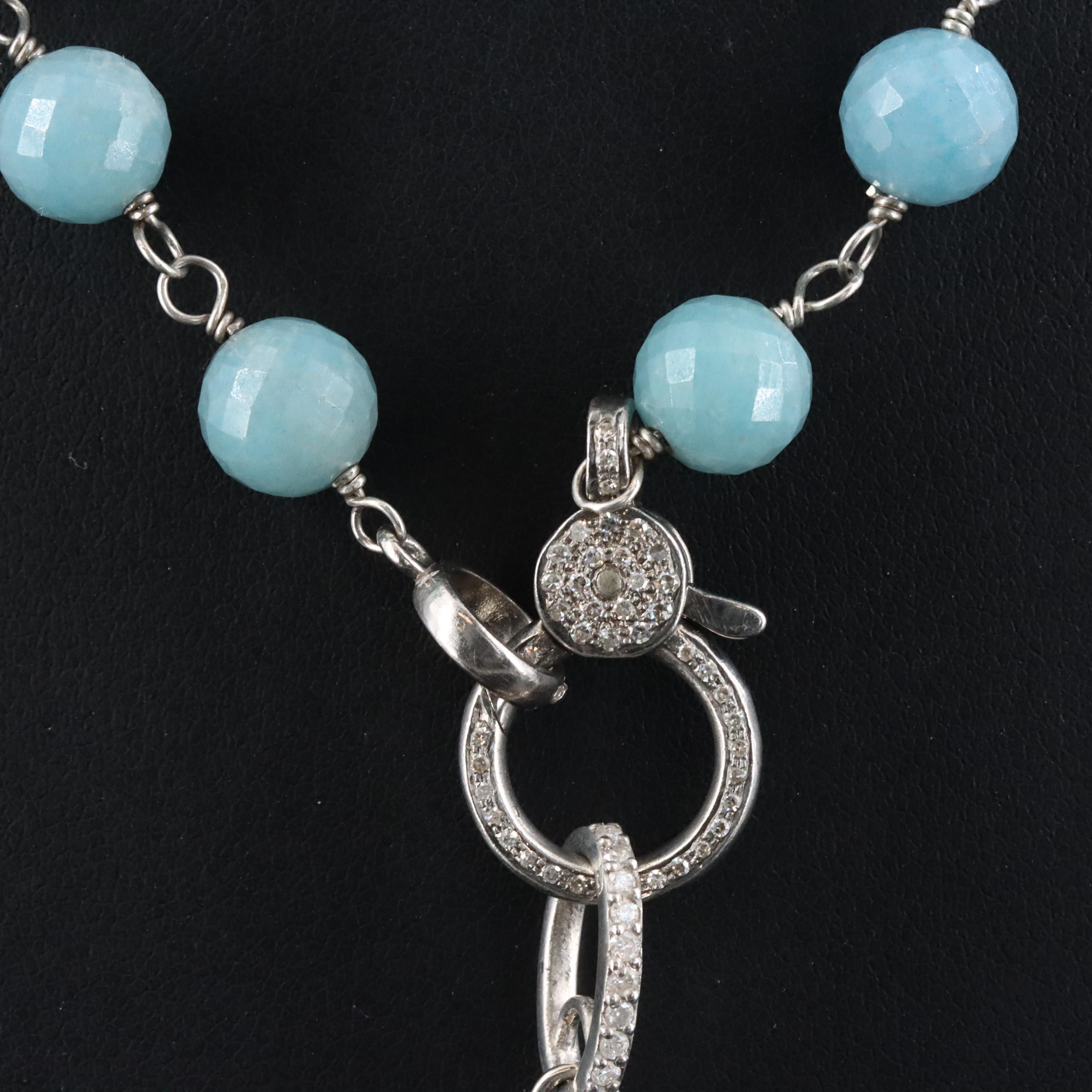 Sheryl Lowe Sterling Quartz and Diamond Pendant Necklace