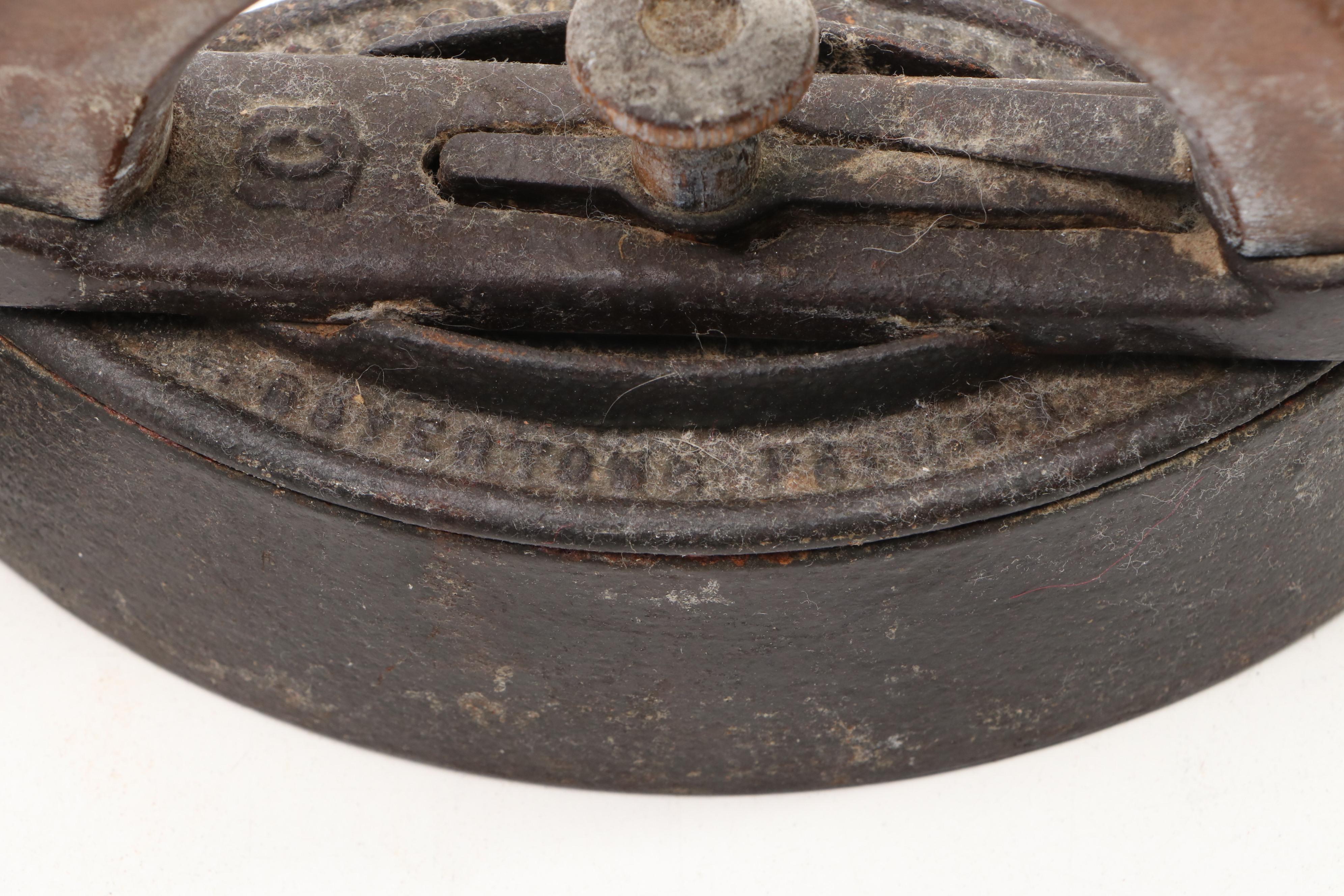 Antique Sad Irons with Wood and Twisted Metal Handles