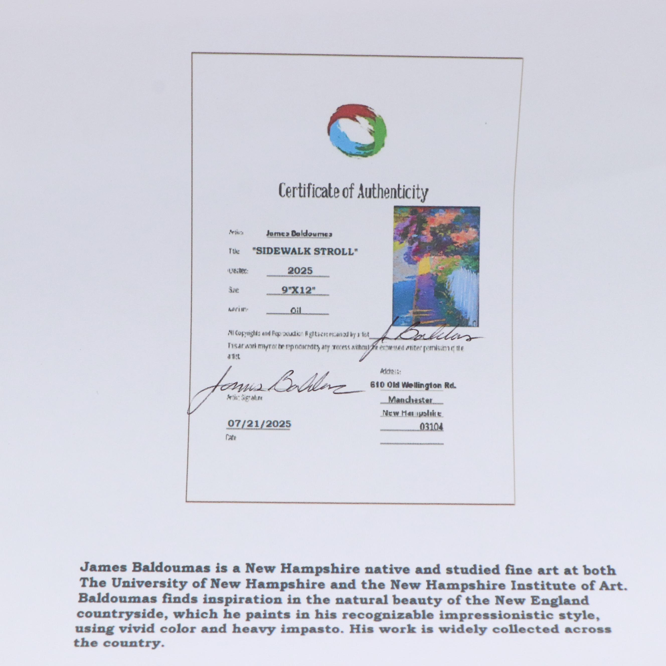 James Baldoumas Floral Oil Painting "Sidewalk Stroll," 2025