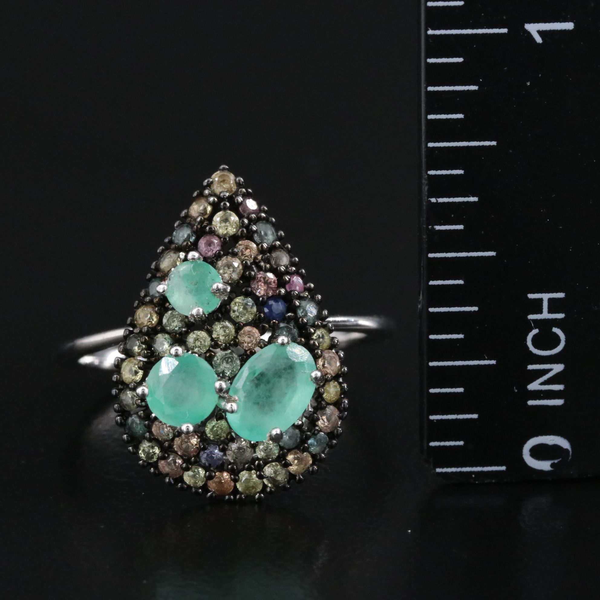 Sterling Emerald and Sapphire Ring